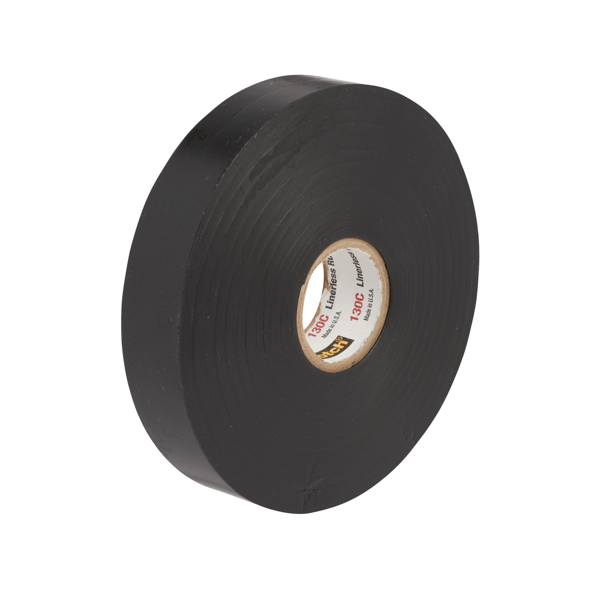 Scotch® Linerless Rubber Splicing Tape, 130C, black, 30 mil (0.76 mm), 1 in x 15 ft (25.4 mm x 4.6 m)