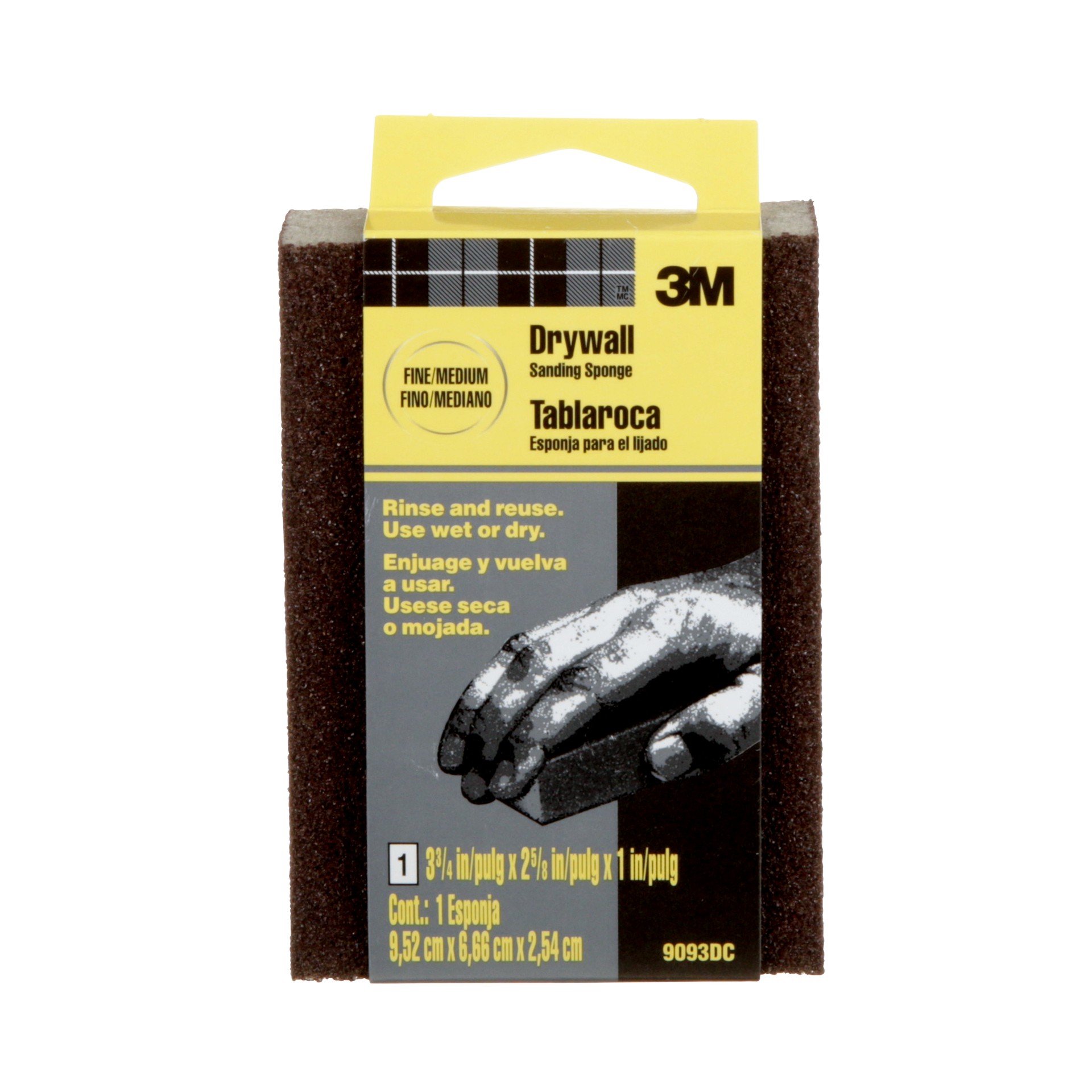 Éponge à poncer tout usage 9093DC 3M(MC), fin/moyen, 3 3/4 po x 2 5/8 po x 1 po, 1/paquet, 24/caisse
