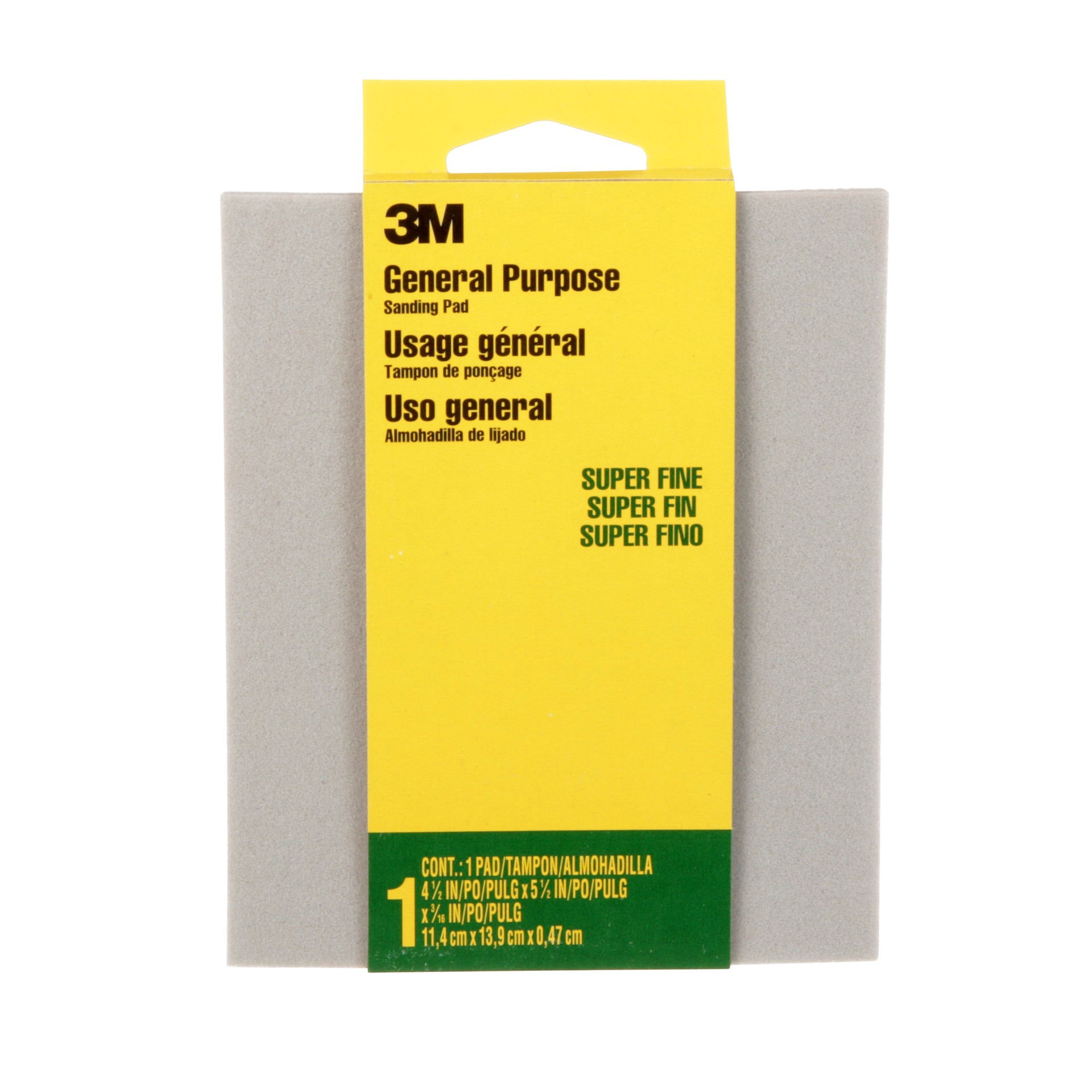 3M Contour Surface Sanding Sponge 916DC-NA, Super Fine, 4 1/2 in x 5 1/2 in x 3/16 in, 1/Pack, 24/Case