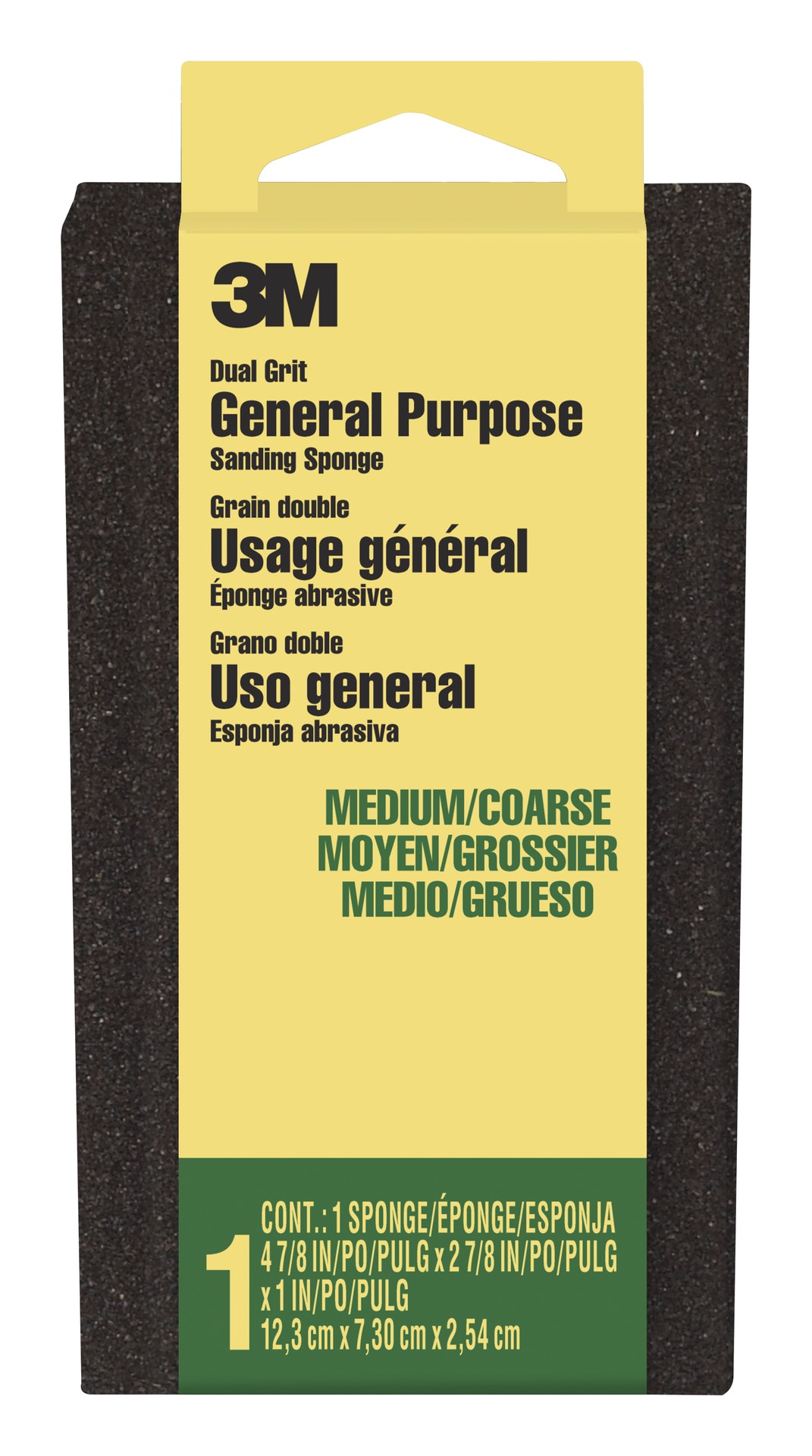 3M General Purpose Sanding Sponge DSMC-ESF-10, 2 7/8 in x 4 7/8 in x 1 in, Dual Grit, Medium/Coarse
