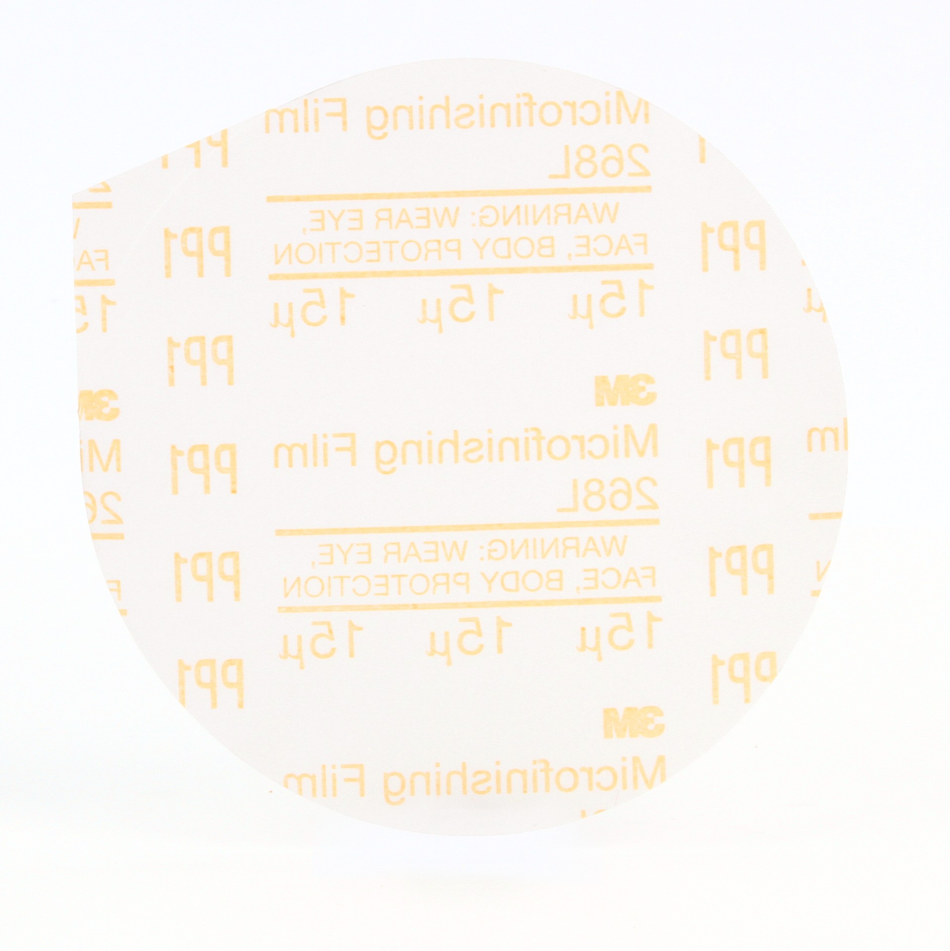 3M Microfinishing PSA Film Disc, 268L, grade 15 micron, type D, 4 1/2 in x 4 1/4 in (114.3 mm x 108 mm)