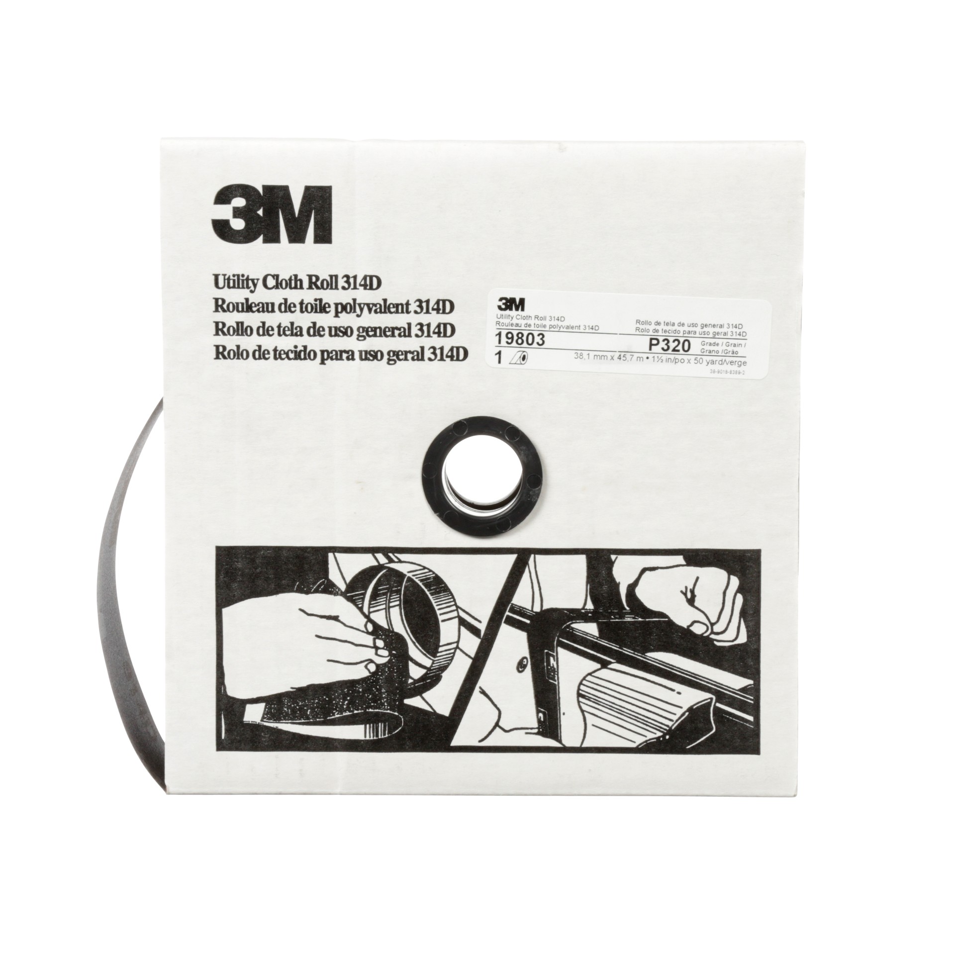 Rouleau de toile abrasive polyvalente 3M(MC), 314D, P320, 38,1 mm x 45,72 m (1 1/2 po x 150 pi)
