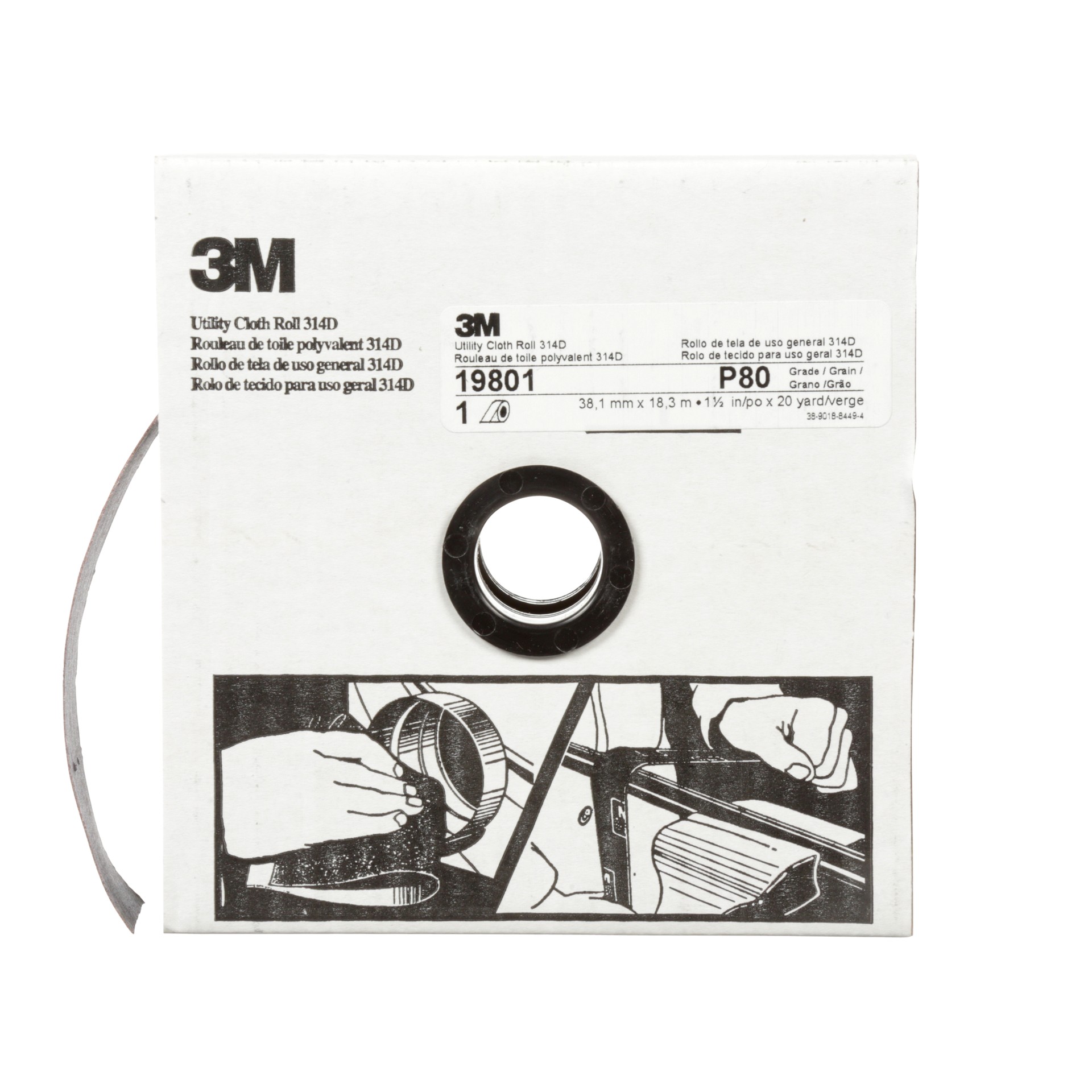 Rouleau de toile abrasive polyvalente 3M(MC), 314D, P80, 38,1 mm x 18,29 m (1 1/2 po x 60 pi)