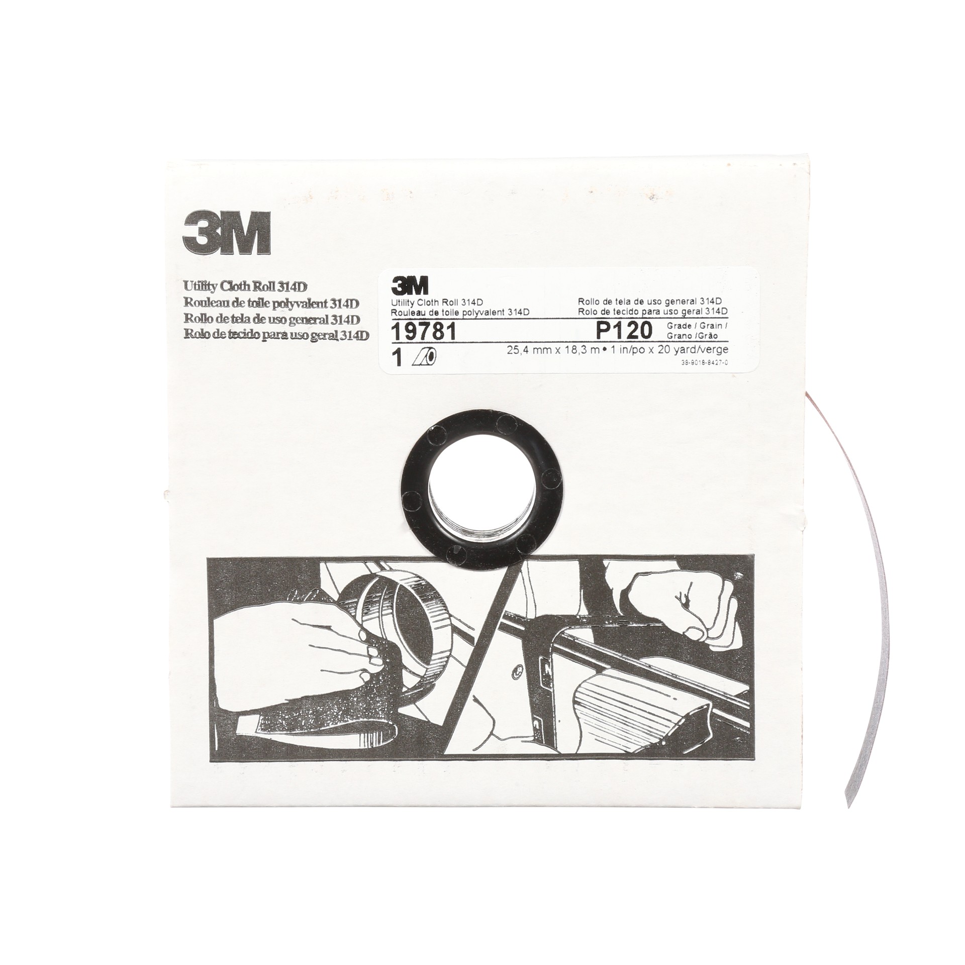Rouleau de toile abrasive polyvalente 3M(MC), 314D, P120, 25,4 mm x 18,29 m (1 po x 60 pi)
