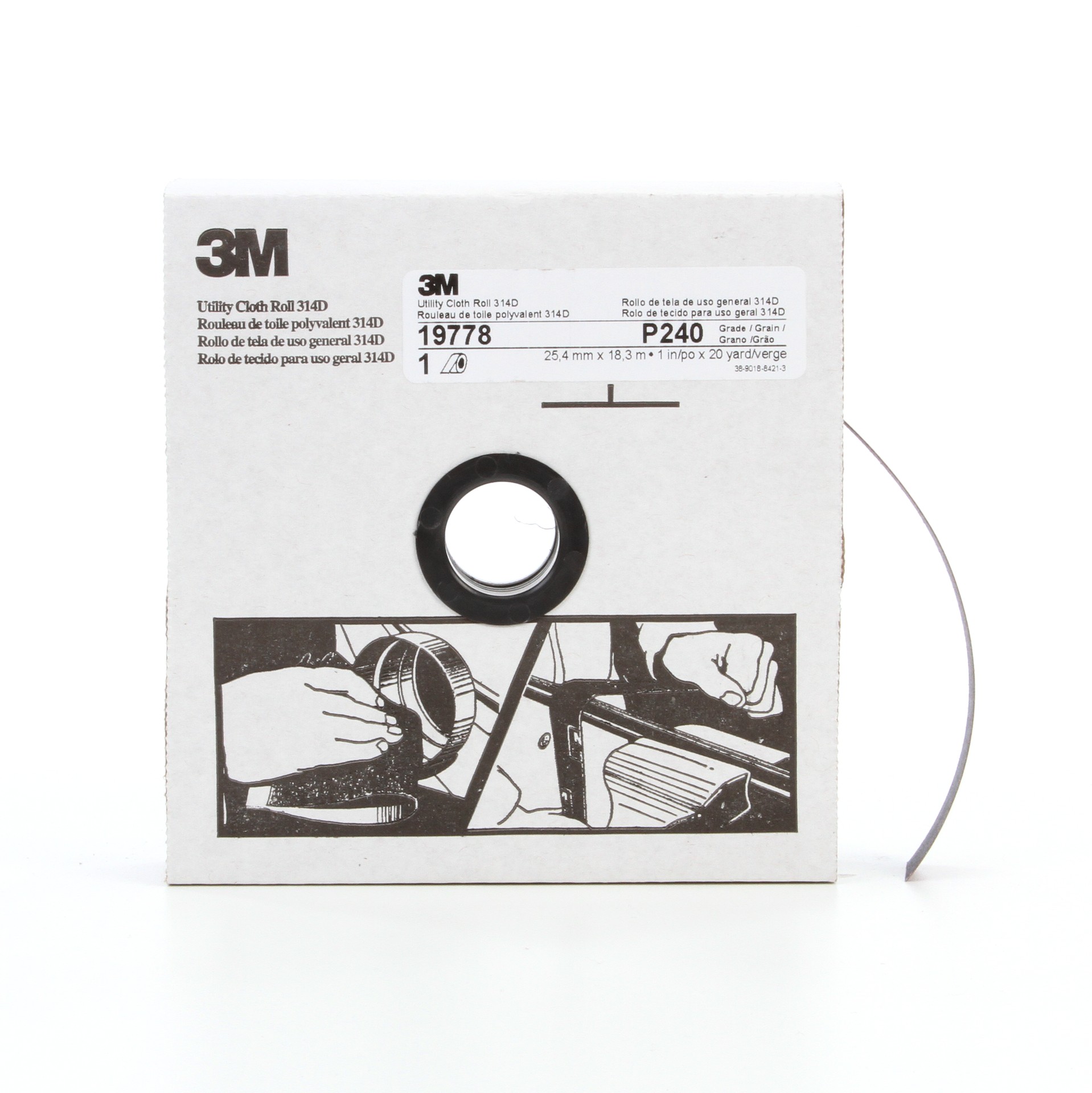Rouleau de toile abrasive polyvalente 3M(MC), 314D, P240, 25,4 mm x 18,29 m (1 po x 60 pi)