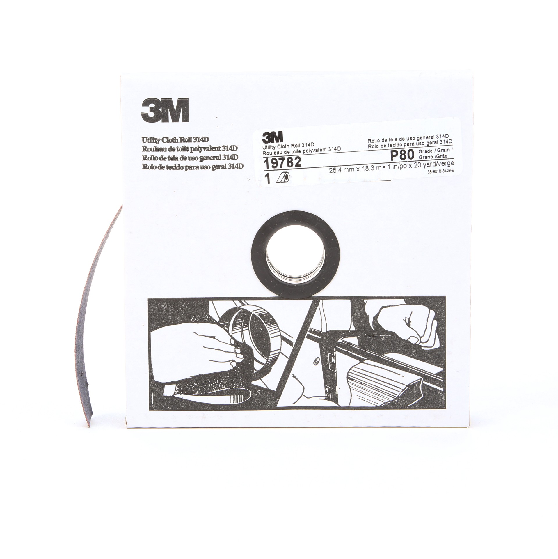 Rouleau de toile abrasive polyvalente 3M(MC), 314D, P80, 25,4 mm x 18,29 m (1 po x 60 pi)