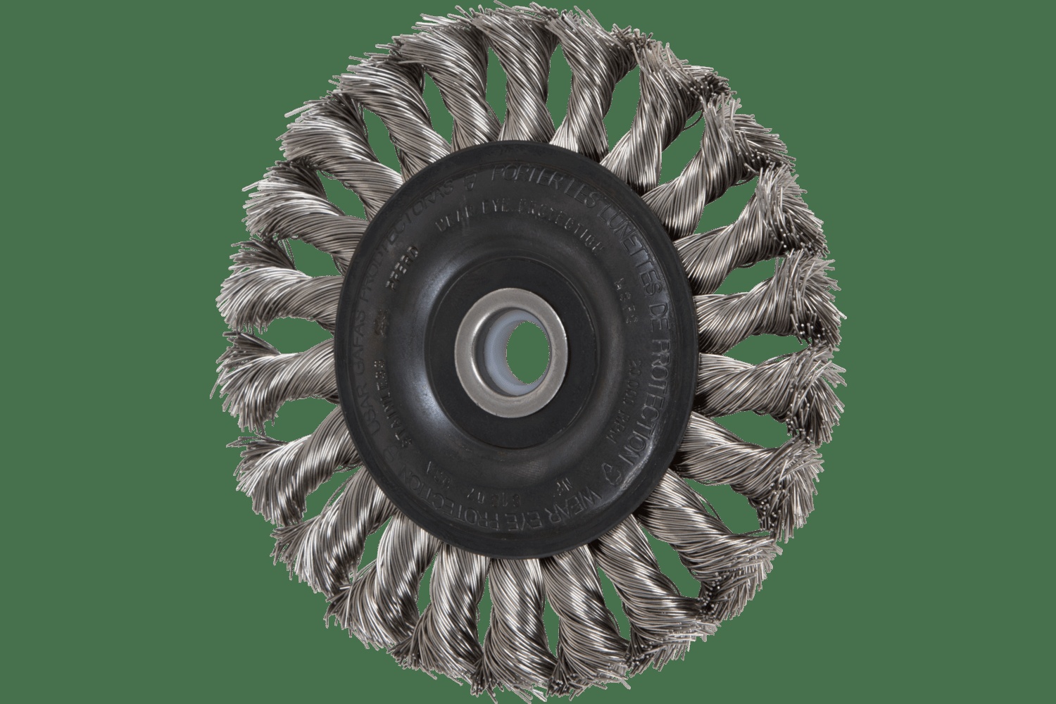 PFERD TOOLS Brosse circulaire à fils torsadés Standard 4" Diam. .014 SS 1/2-3/8" Filetage Détail