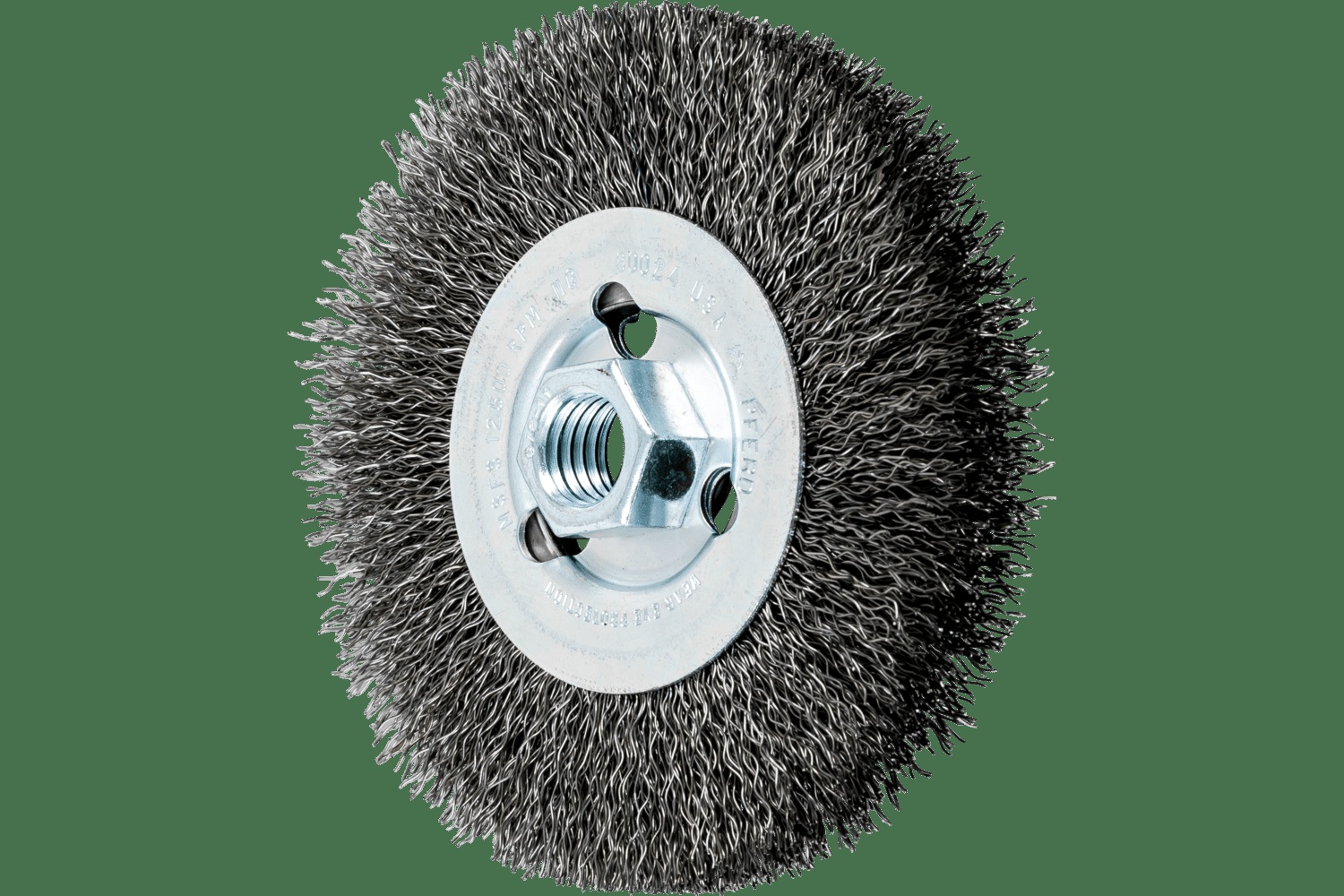 PFERD TOOLS Brosse circulaire à fils ondulés 4" Diam. Face étroite .014 Acier au carbone 5/8-11" Alésage
