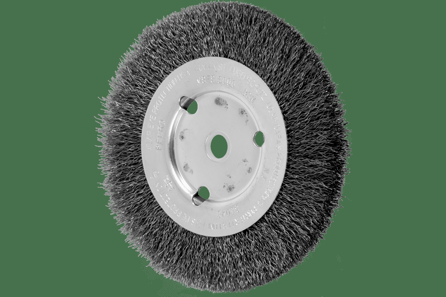 PFERD TOOLS Brosse circulaire à fils ondulés 6" Diam. Face étroite .014 Acier au carbone 5/8-1/2" Alésage