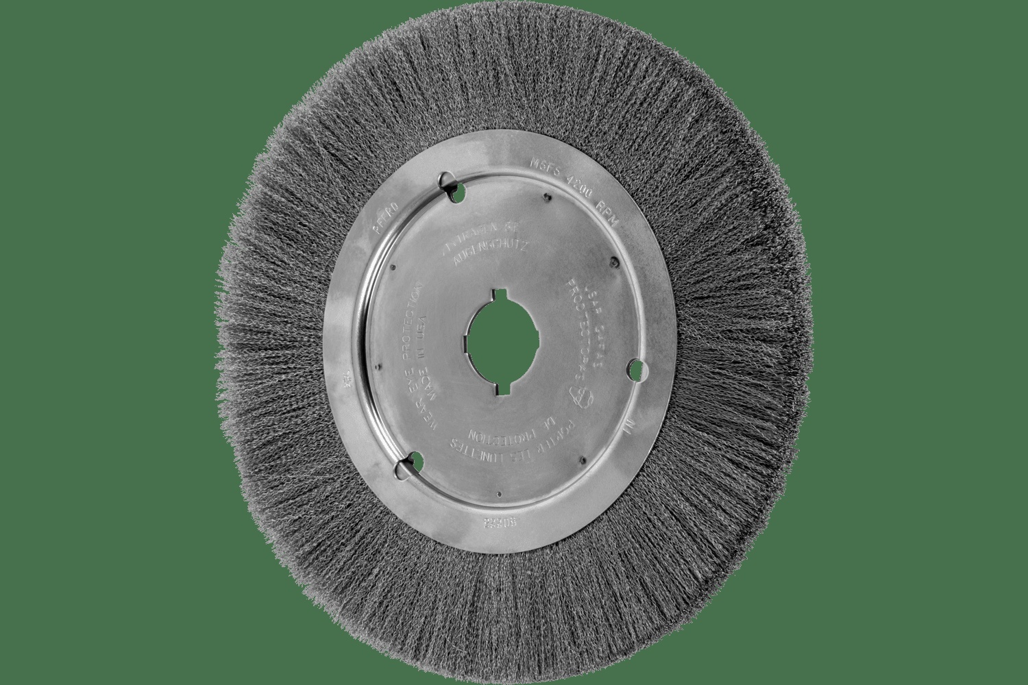 PFERD TOOLS Brosse circulaire à fils ondulés 10" Diam. Face étroite .008 Acier au carbone 2" Alésage à rainure de clavette