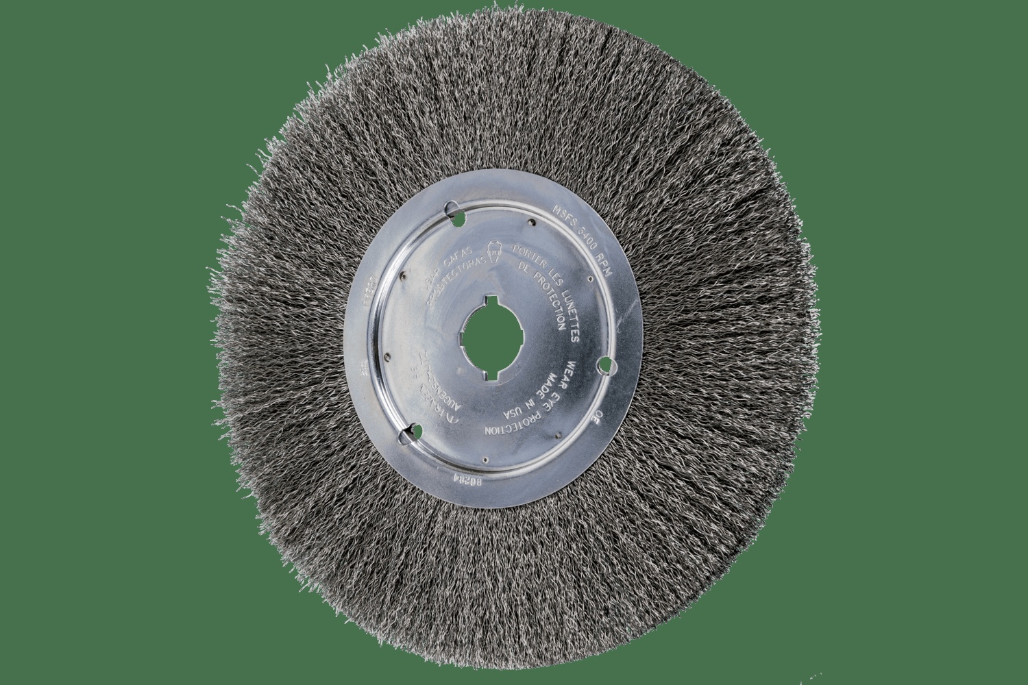 PFERD TOOLS Brosse circulaire à fils ondulés 12" Diam. Face étroite .014 Acier au carbone 2" Alésage à rainure de clavette