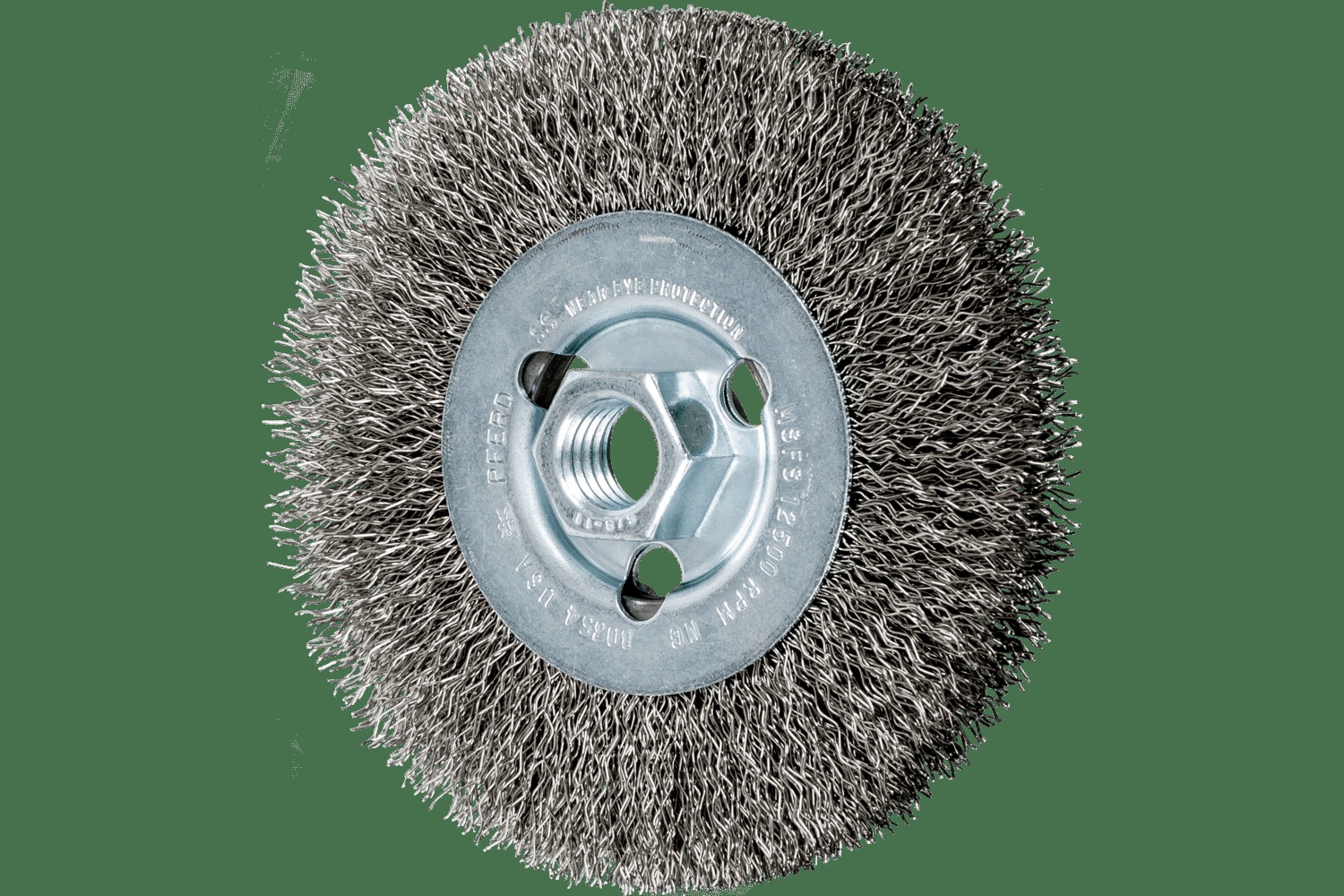 PFERD TOOLS Brosse circulaire à fils ondulés 4" Diam. Face étroite .014 Acier inoxydable 5/8-11" Alésage