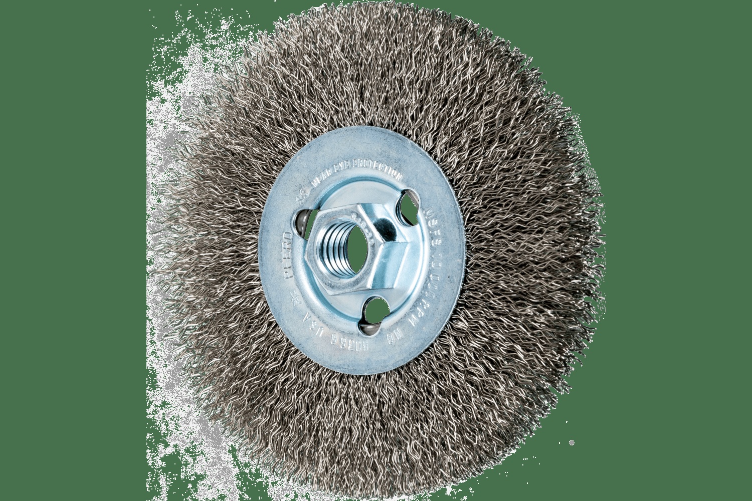 PFERD TOOLS Brosse circulaire à fils ondulés 5" Diam. Face étroite .014 Acier inoxydable 5/8-11" Alésage