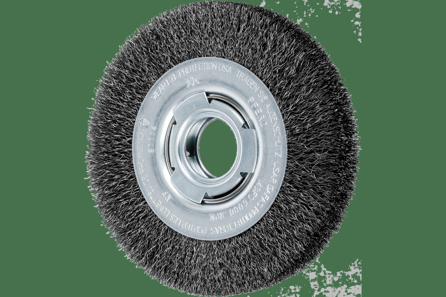 PFERD TOOLS Brosse circulaire à fils ondulés 6" Diam. Face moyenne .010 Acier au carbone 2" Alésage
