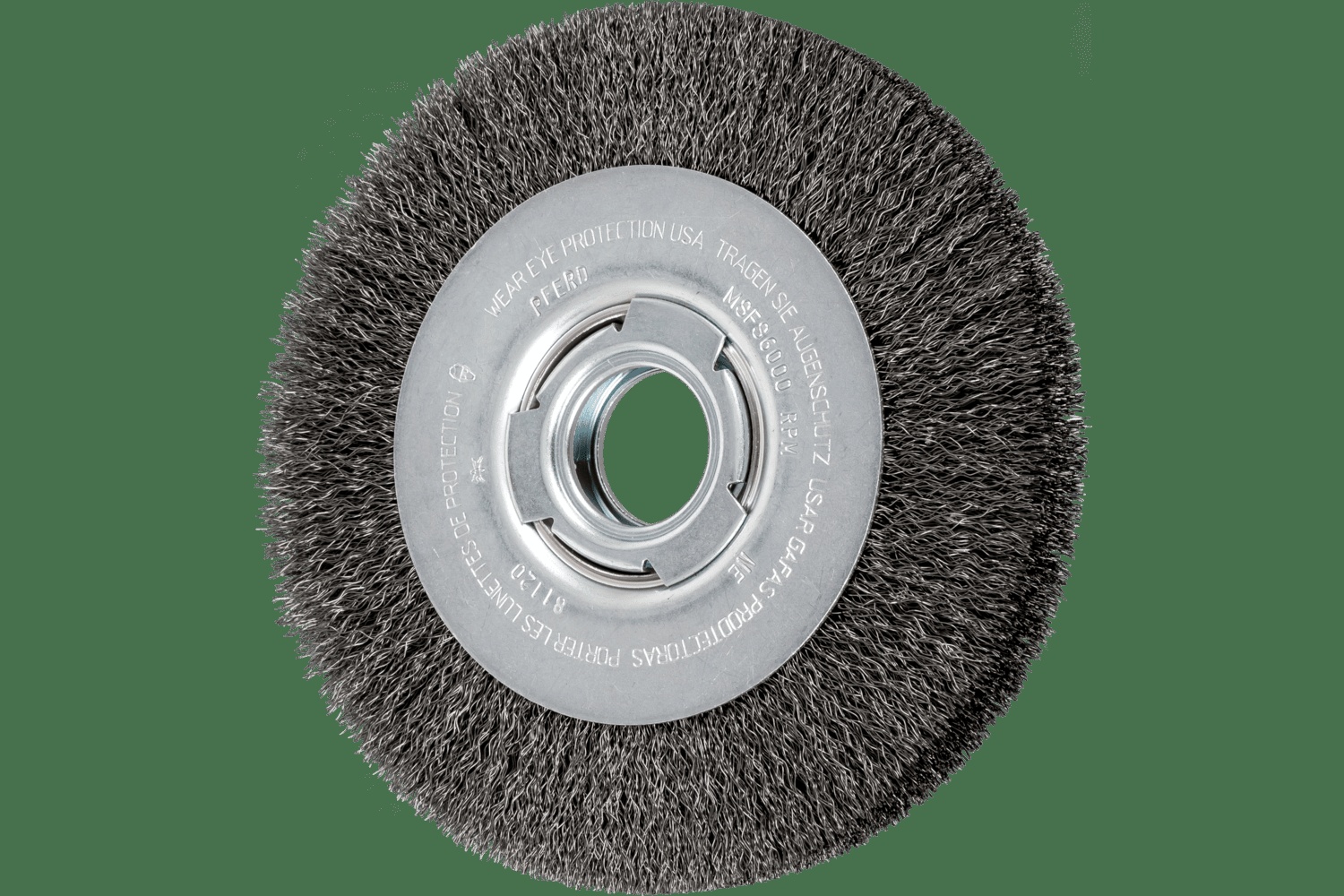 PFERD TOOLS Brosse circulaire à fils ondulés 7" Diam. Face moyenne .010 Acier au carbone 2" Alésage