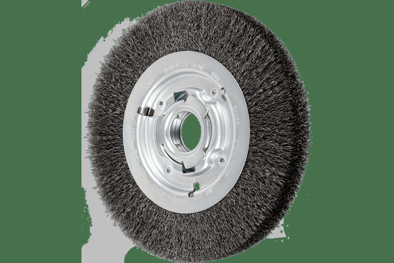 PFERD TOOLS Brosse circulaire à fils ondulés 8" Diam. Face moyenne .010 Acier au carbone 2" Alésage à rainure de clavette