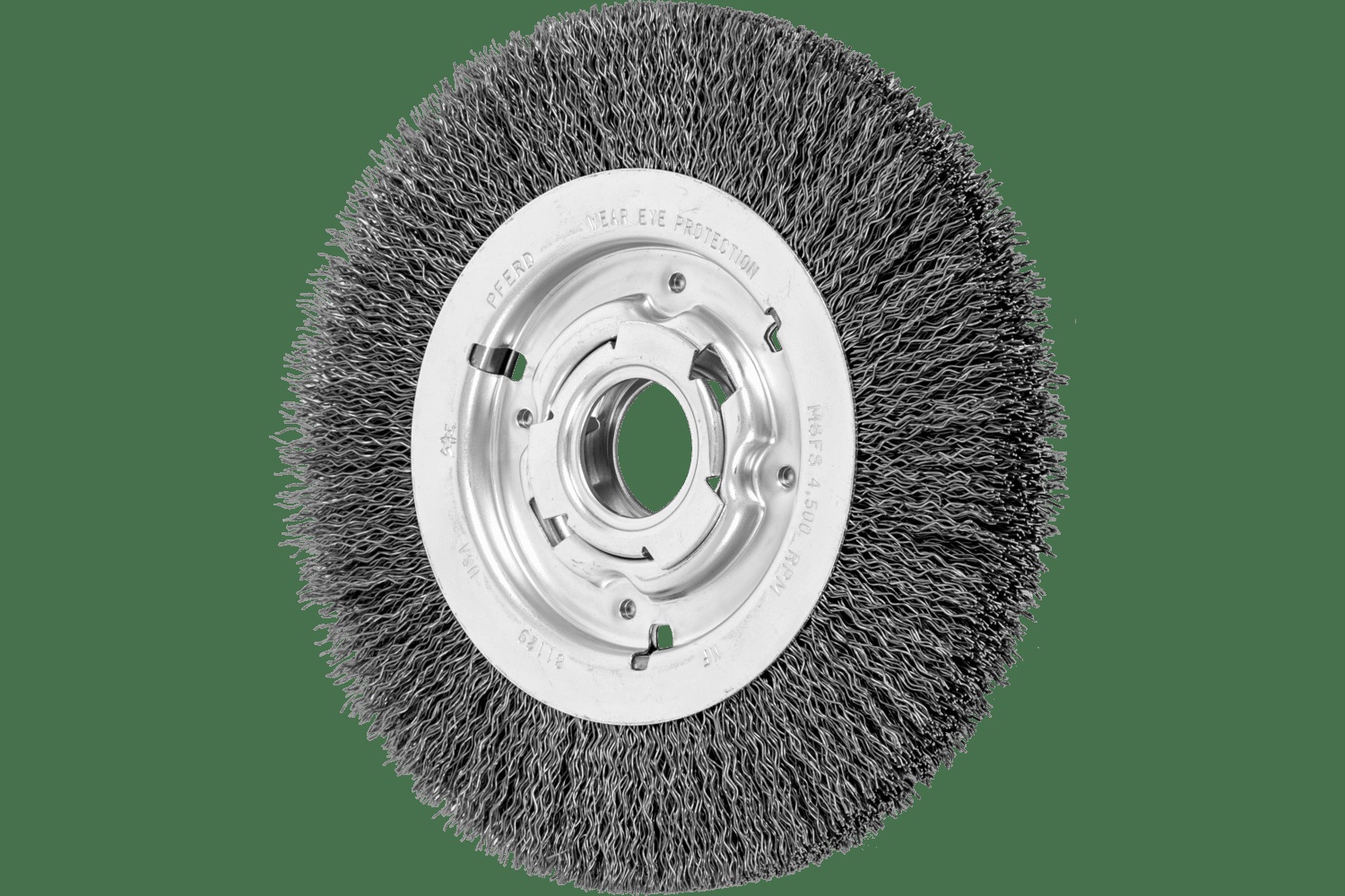 PFERD TOOLS Brosse circulaire à fils ondulés 8" Diam. Face moyenne .020 Acier au carbone 2" Alésage à rainure de clavette