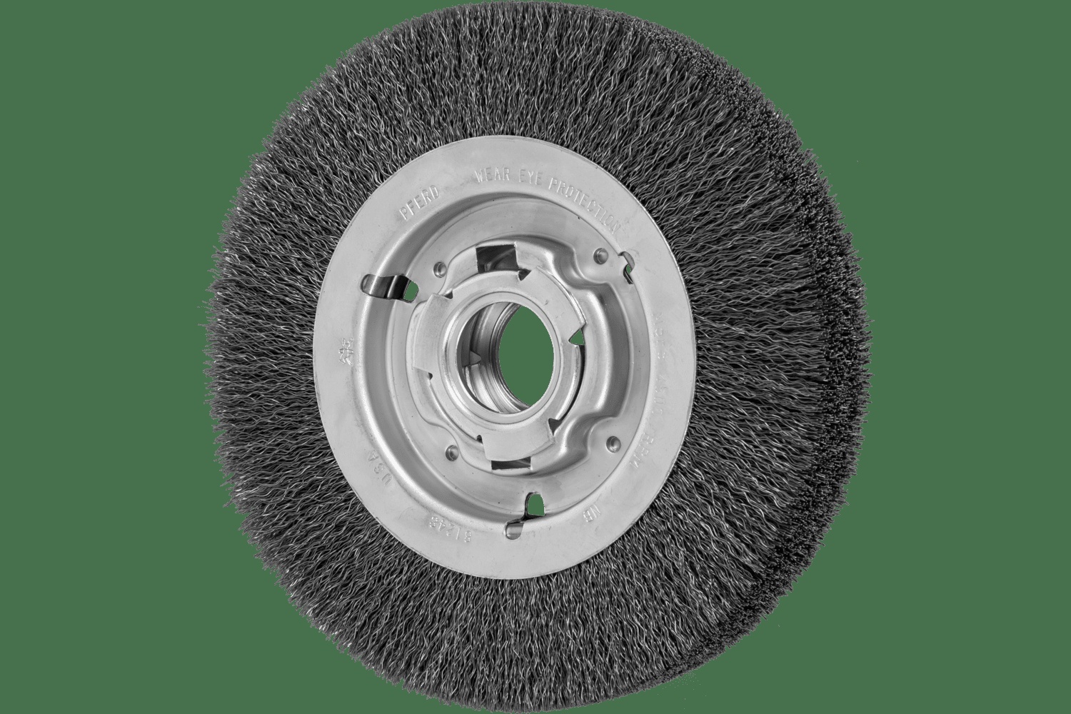 PFERD TOOLS Brosse circulaire à fils ondulés 8" Diam. Face large .014 Acier au carbone 2" Alésage à rainure de clavette