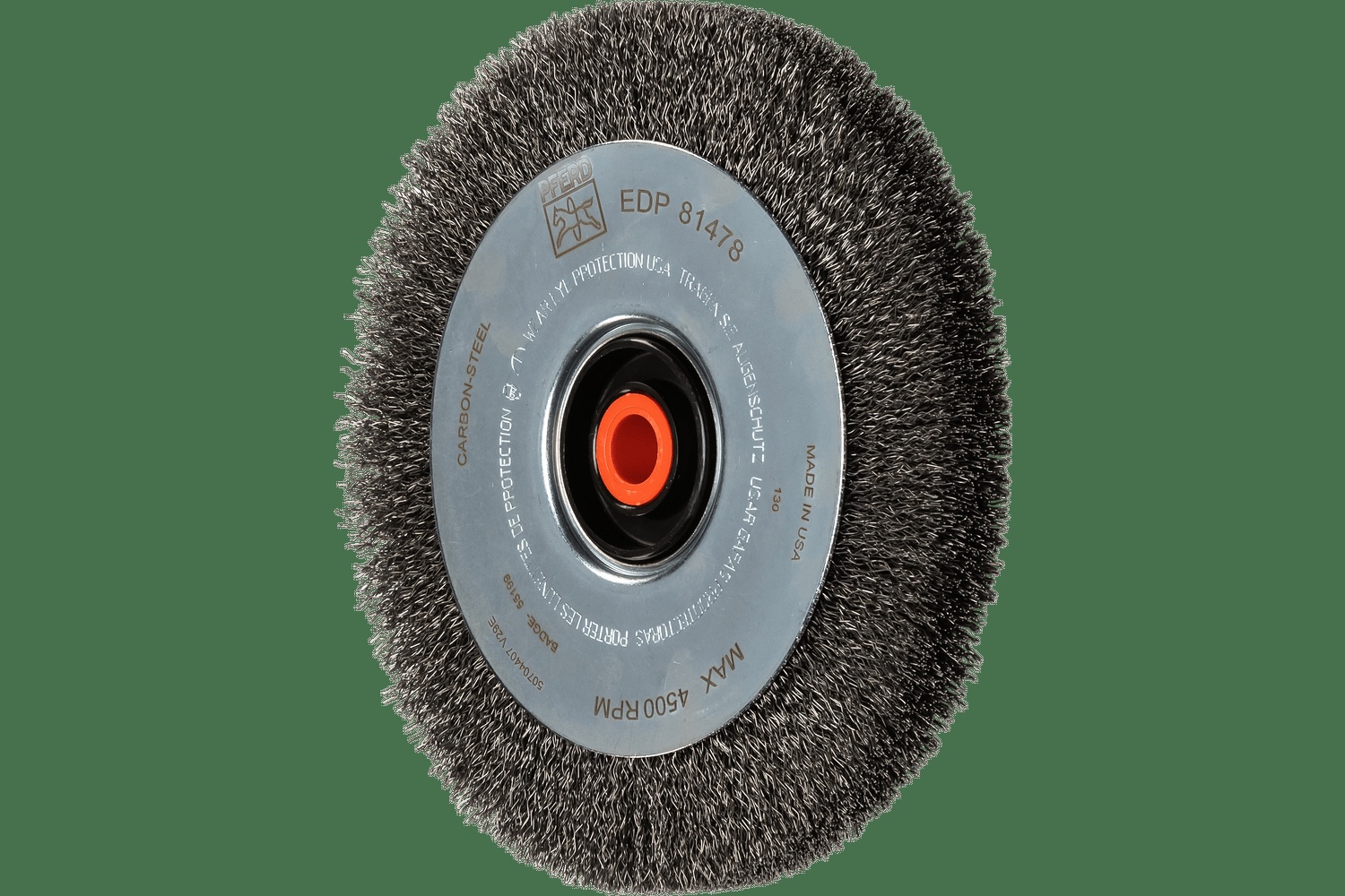 PFERD TOOLS Roue à fils EZmount 8" Diam. .014 Acier au carbone Brass Alésage