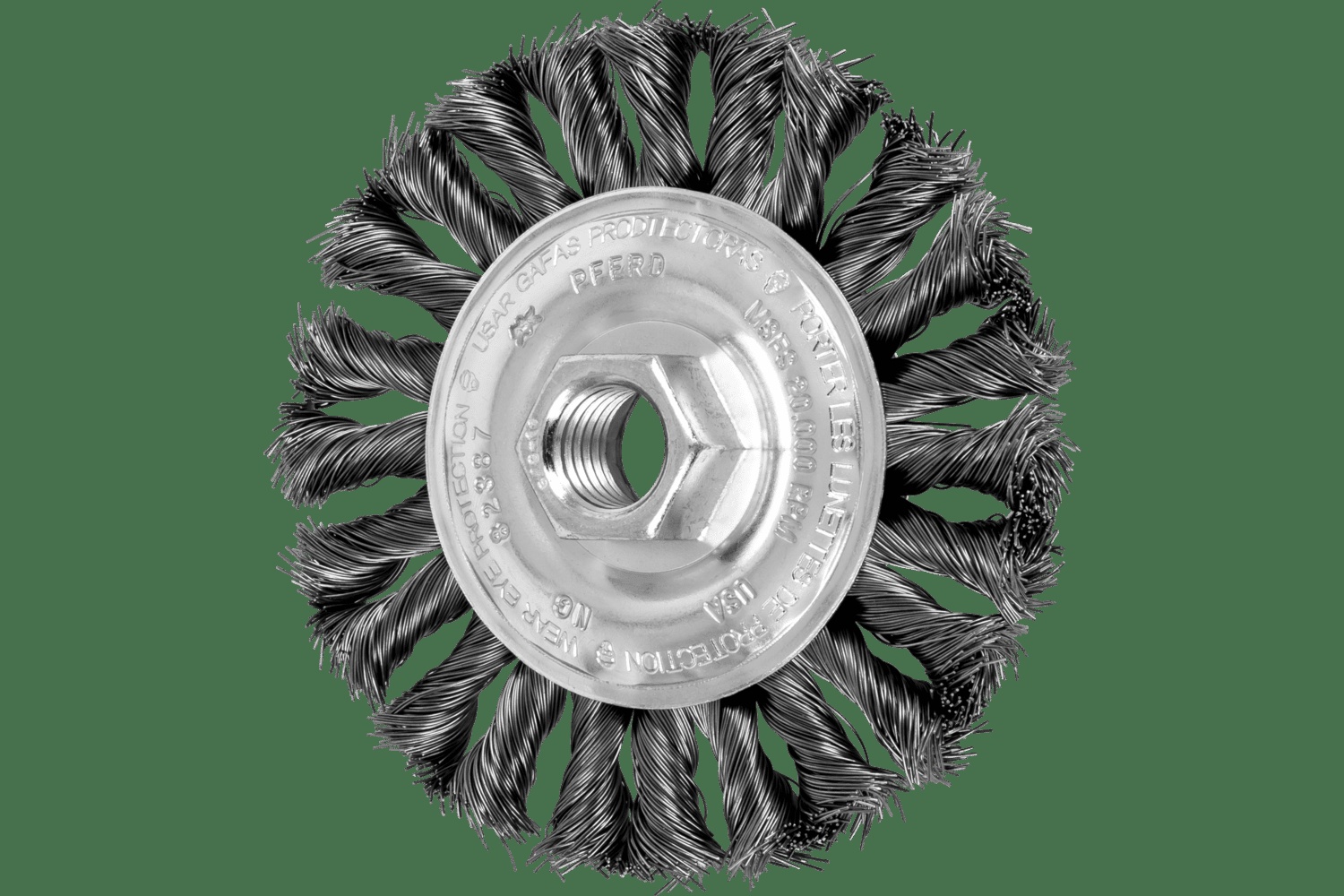 PFERD TOOLS COMBITWIST Brosse circulaire à fils torsadés 4" Diam. .014 Acier au carbone 5/8-11" Filetage