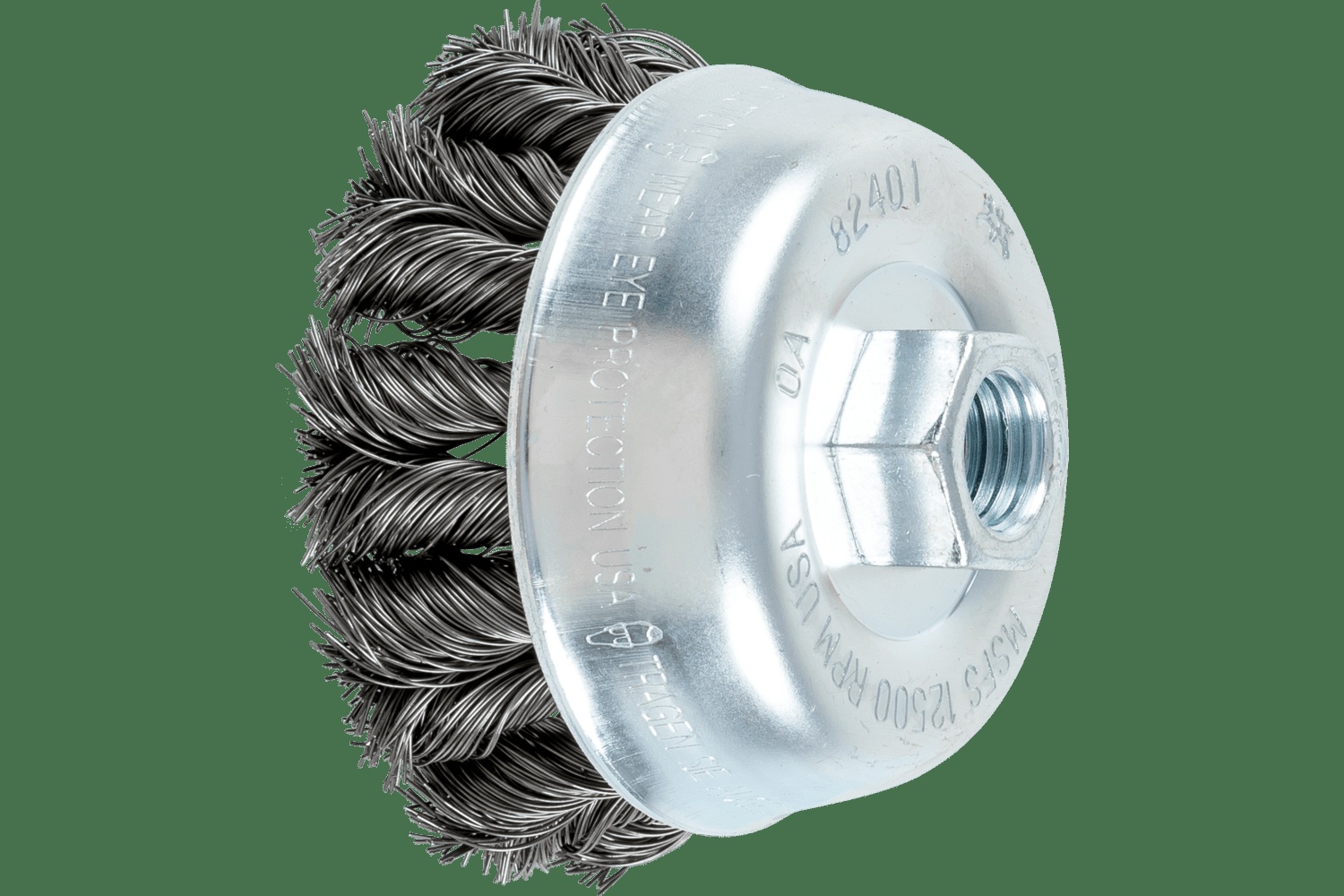 PFERD TOOLS COMBITWIST Brosse boisseau à fils torsadés 3-1/2" Diam. .014 Acier au carbone 5/8-11" Filetage