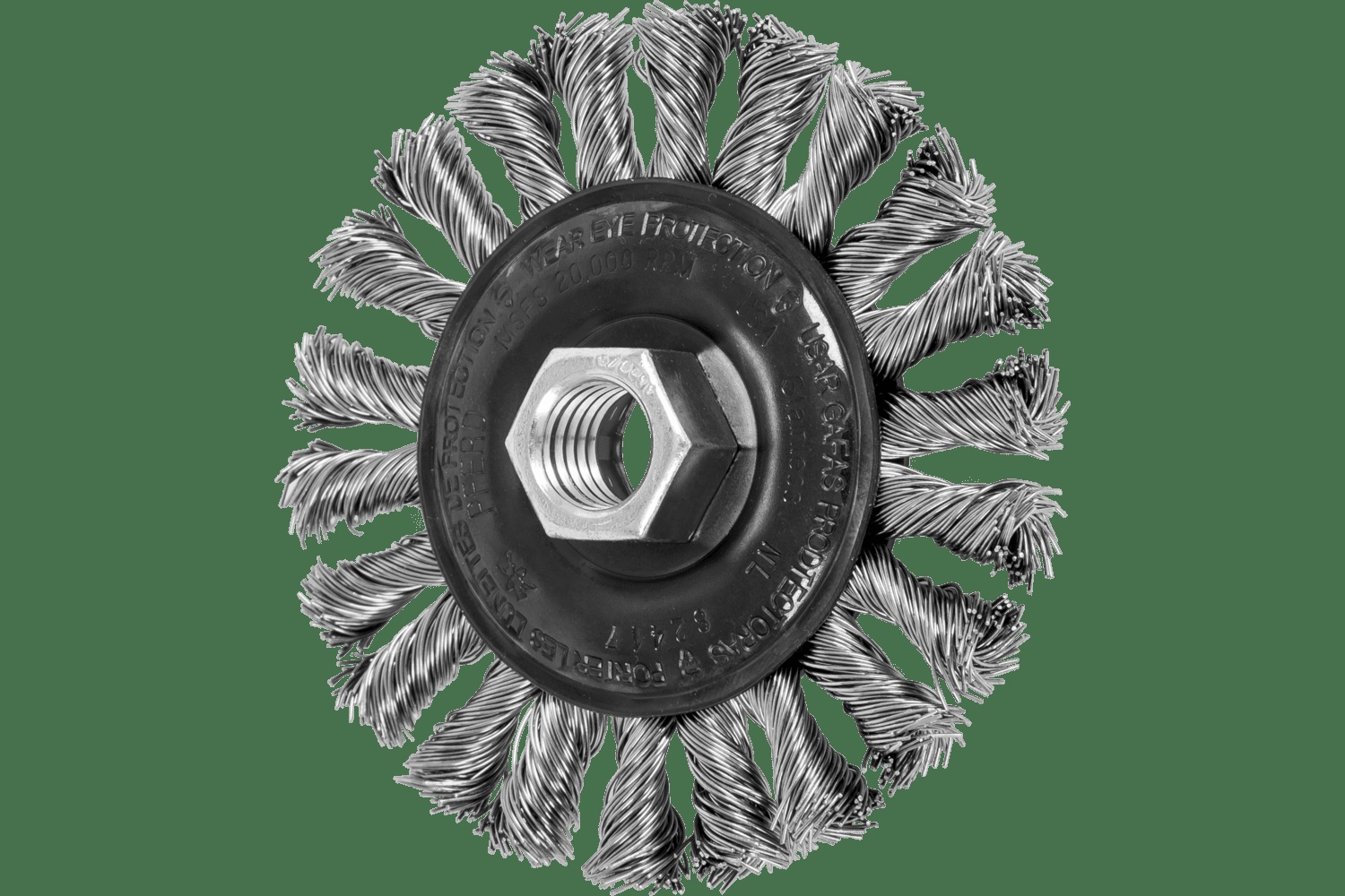PFERD TOOLS COMBITWIST Brosse circulaire à fils torsadés 4" Diam. .020 Acier inoxydable 5/8-11" Filetage