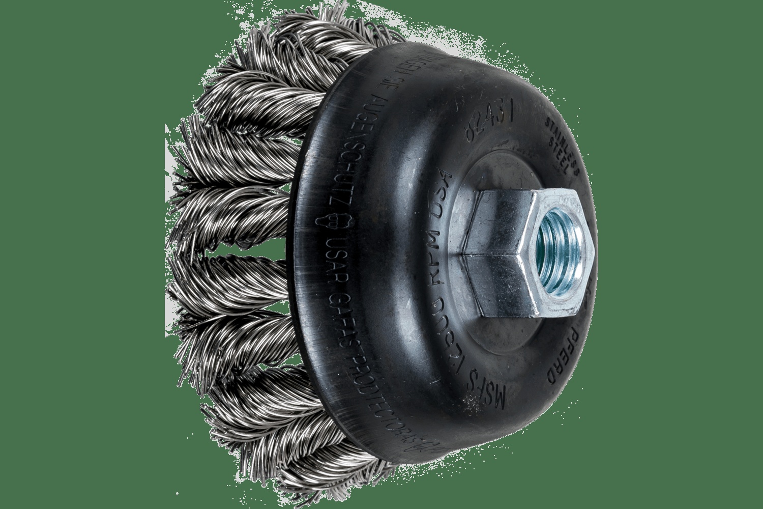 PFERD TOOLS COMBITWIST Brosse boisseau à fils torsadés 3-1/2" Diam. .020 Acier inoxydable 5/8-11" Filetage
