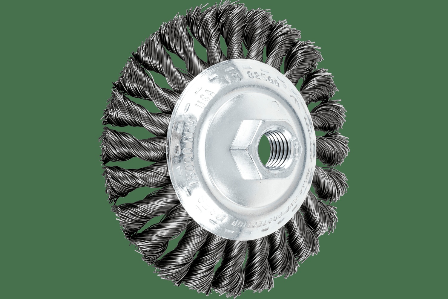 PFERD TOOLS Knot Fils Bevel Brosse 4-1/2" Diam. .014 Acier au carbone 5/8-11" Filetage