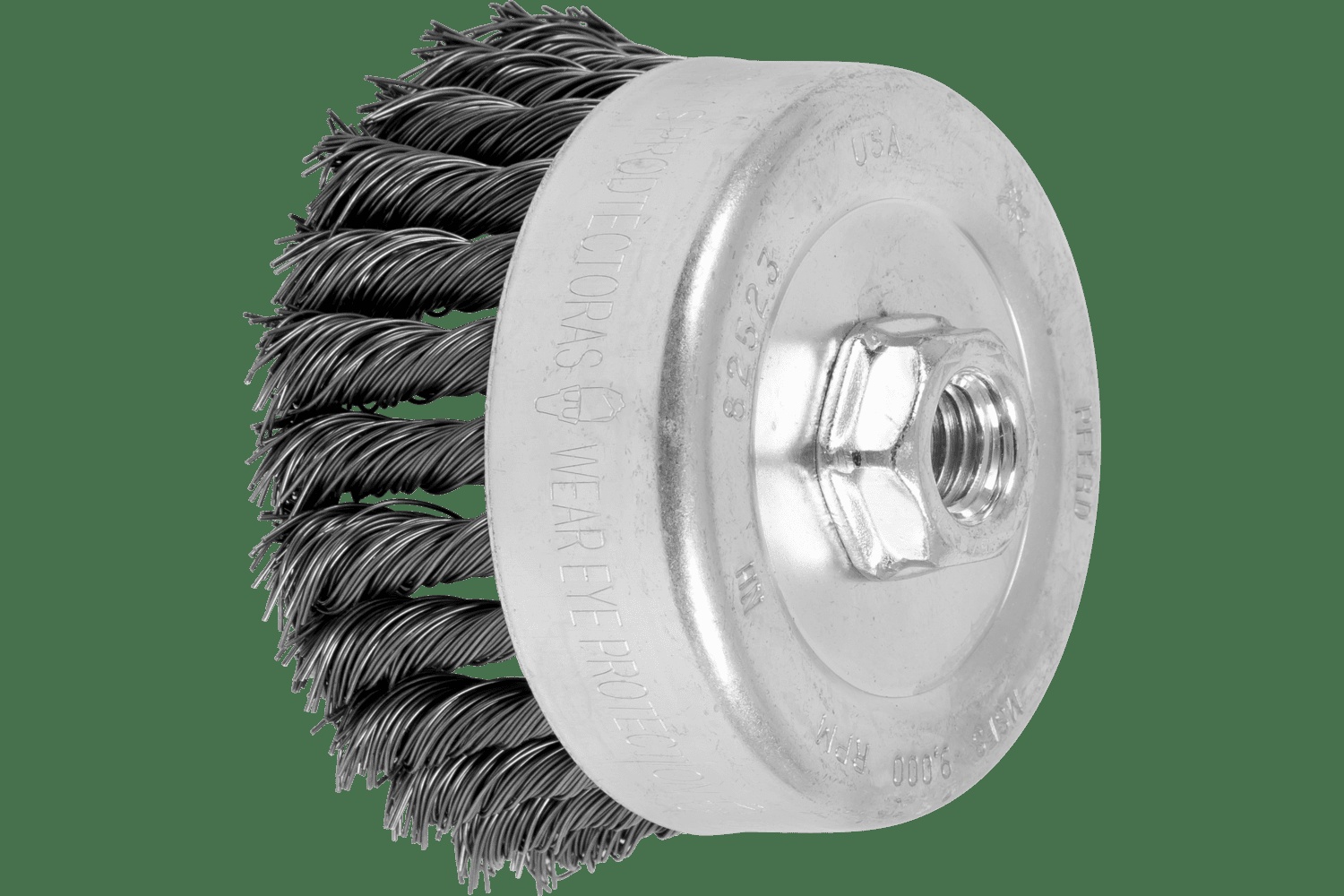 PFERD TOOLS Brosse boisseau à fils torsadés 4" Diam. .023 Acier au carbone 5/8-11" Filetage