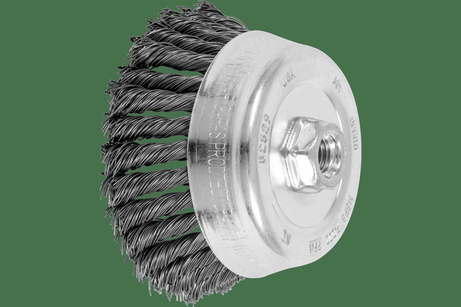 PFERD TOOLS Brosse boisseau à fils torsadés 5" Diam. .023 Acier au carbone 5/8-11" Filetage