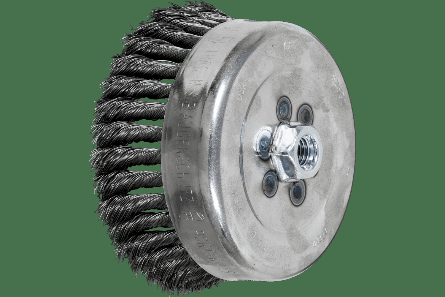 PFERD TOOLS Brosse boisseau à fils torsadés 6" Diam. .014 Acier au carbone 5/8-11" Filetage