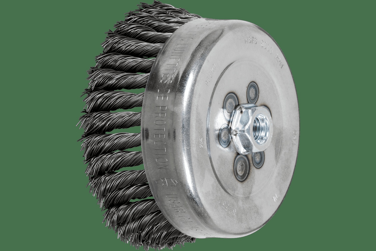 PFERD TOOLS Brosse boisseau à fils torsadés 6" Diam. .023 Acier au carbone 5/8-11" Filetage