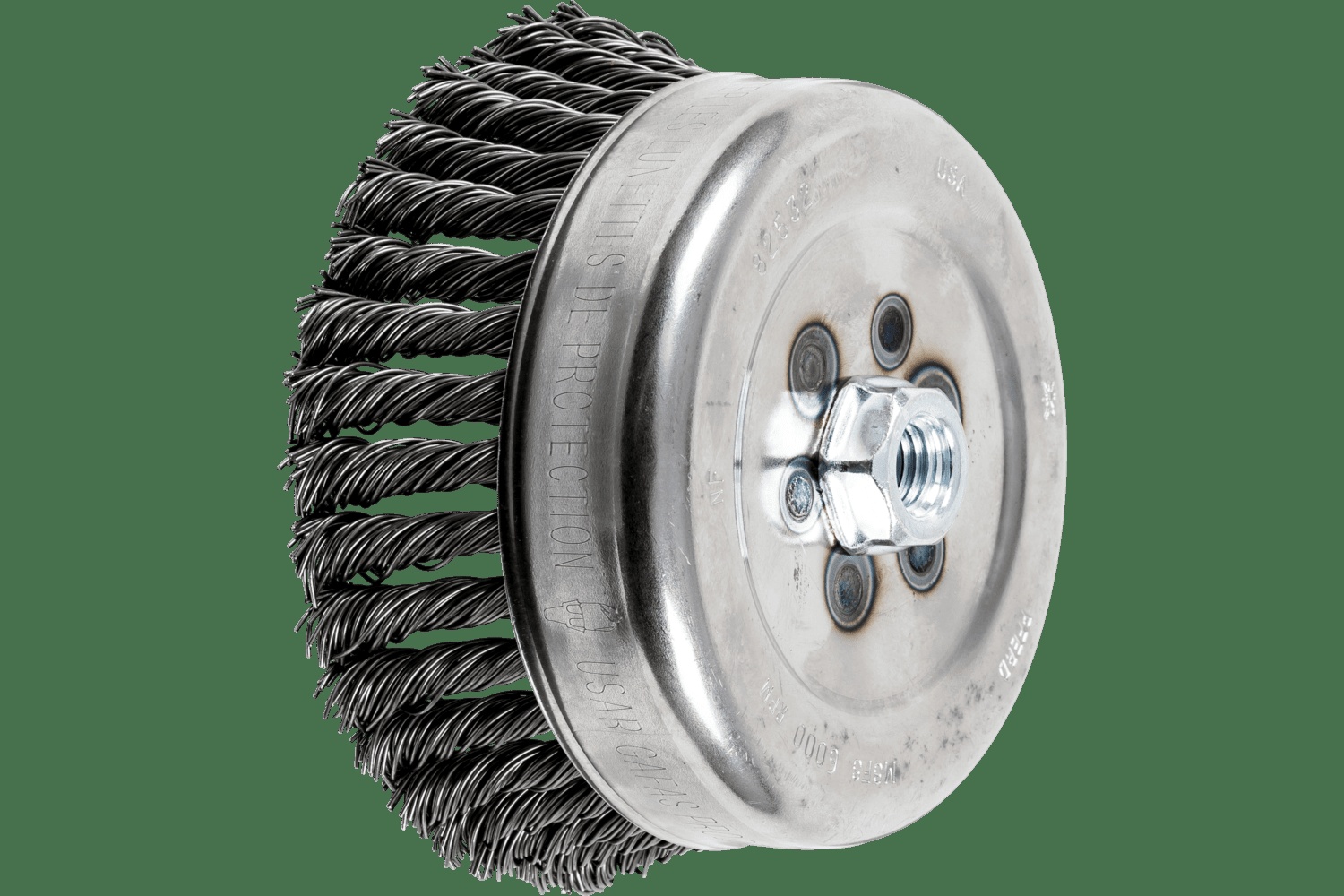 PFERD TOOLS Brosse boisseau à fils torsadés 6" Diam. .035 Acier au carbone 5/8-11" Filetage