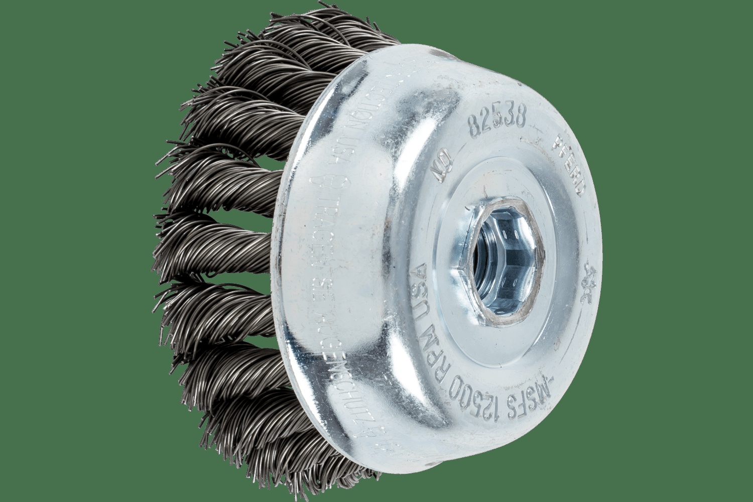 PFERD TOOLS Brosse boisseau à fils torsadés 3-1/2" Diam. .020 Acier au carbone 5/8-11" Filetage (int.)