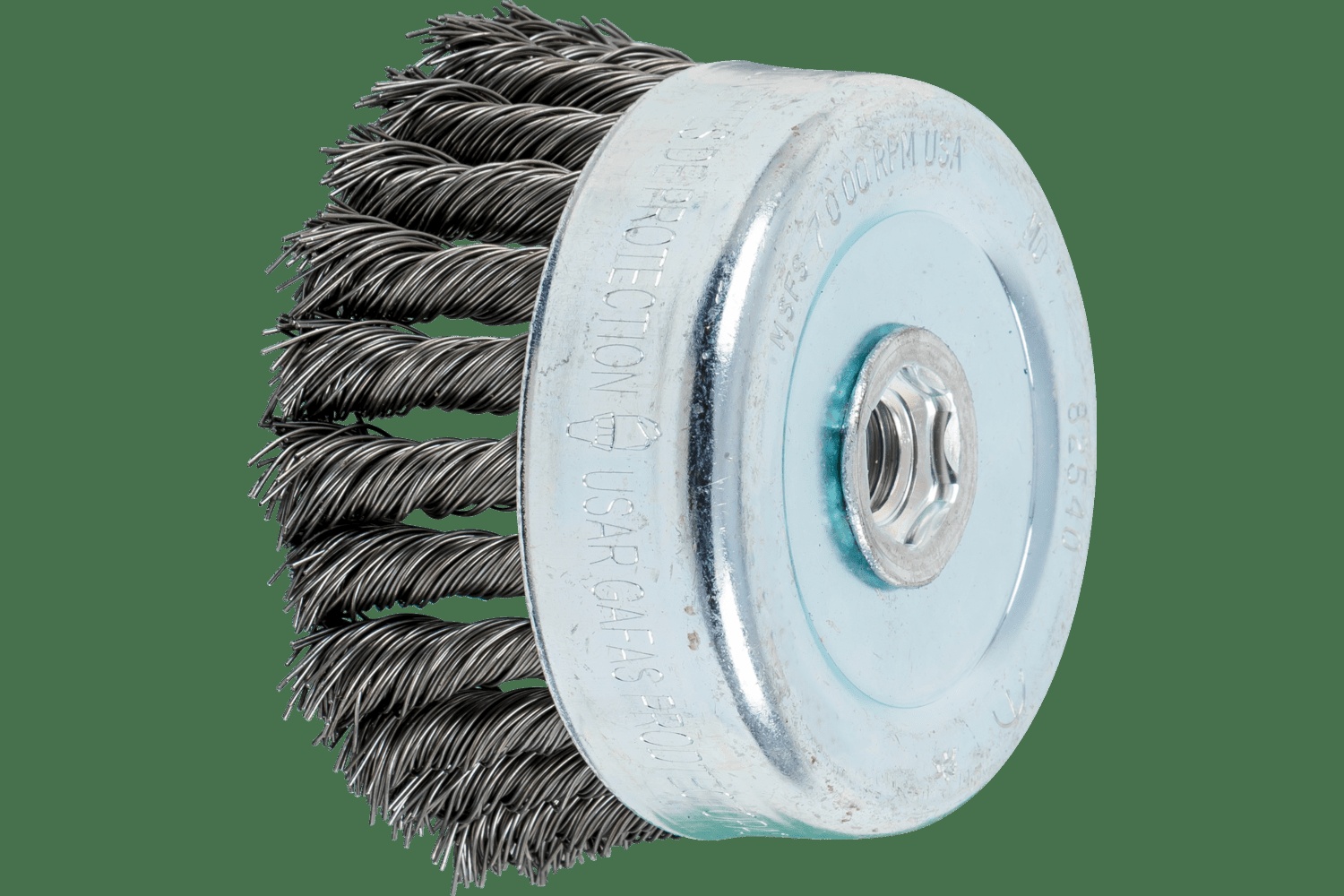 PFERD TOOLS Brosse boisseau à fils torsadés 4" Diam. .023 Acier au carbone 5/8-11" Filetage (int.)