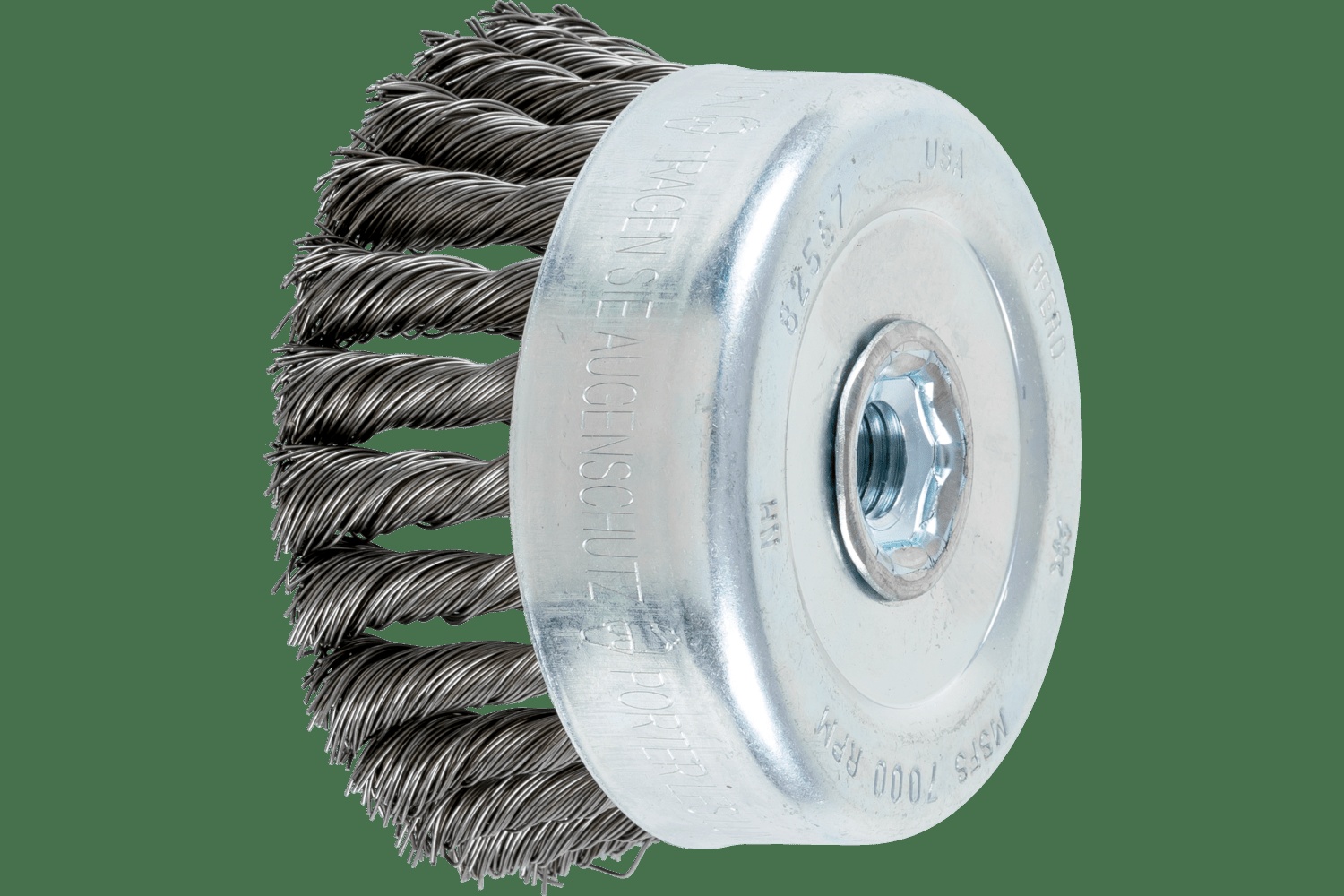 PFERD TOOLS Brosse boisseau à fils torsadés 4" Diam. .020 Acier au carbone 5/8-11" Filetage (int.)