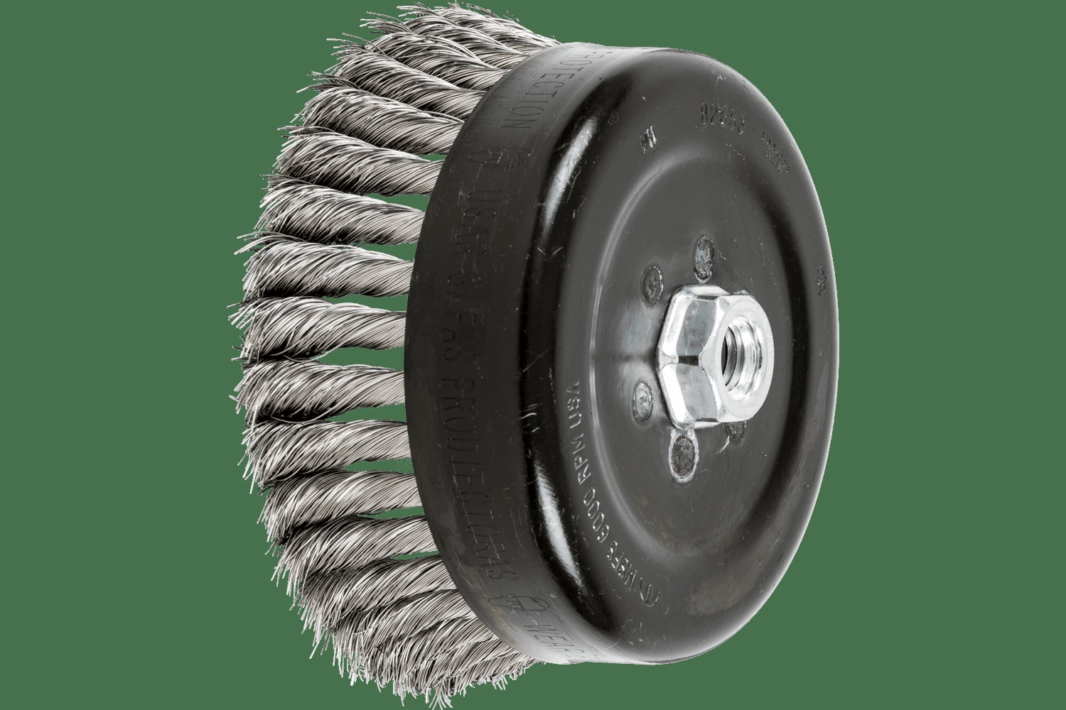PFERD TOOLS Brosse boisseau à fils torsadés 6" Diam. .014 Acier inoxydable 5/8-11" Filetage