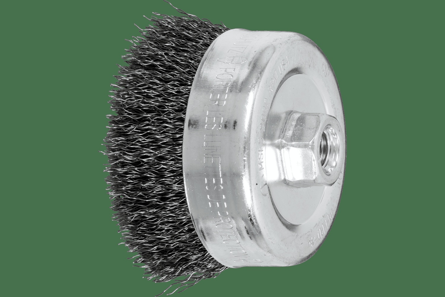 PFERD TOOLS Crimped Brosse boisseau à fils PSF 4" Diam. .014 Acier au carbone 5/8-11" Filetage Détail