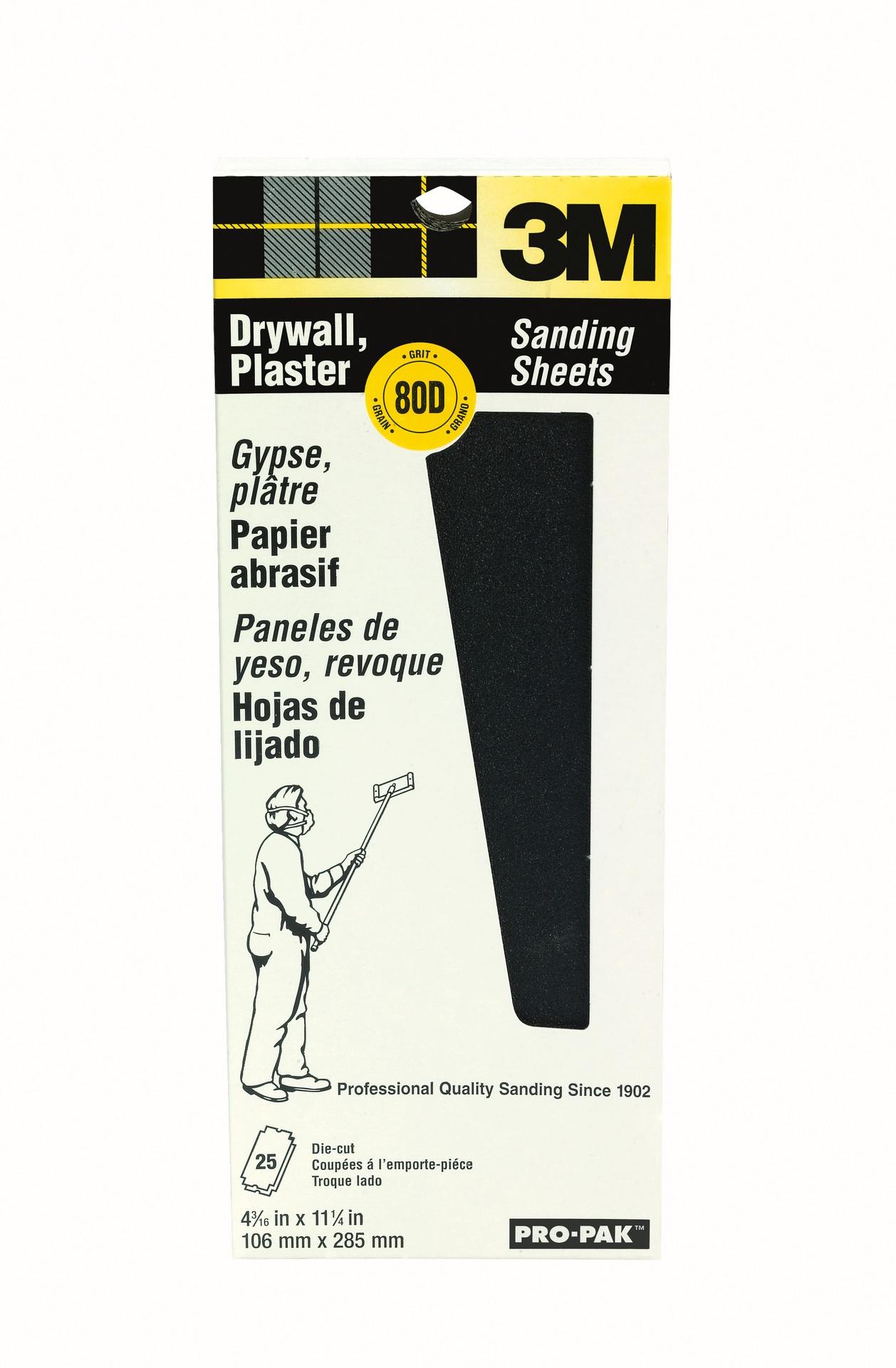 Feuilles abrasives pour cloisons sèches et plâtre 99433NA 3M(MC), grain 80, 4 3/16 po x 11 1/4 po, 25/paquet