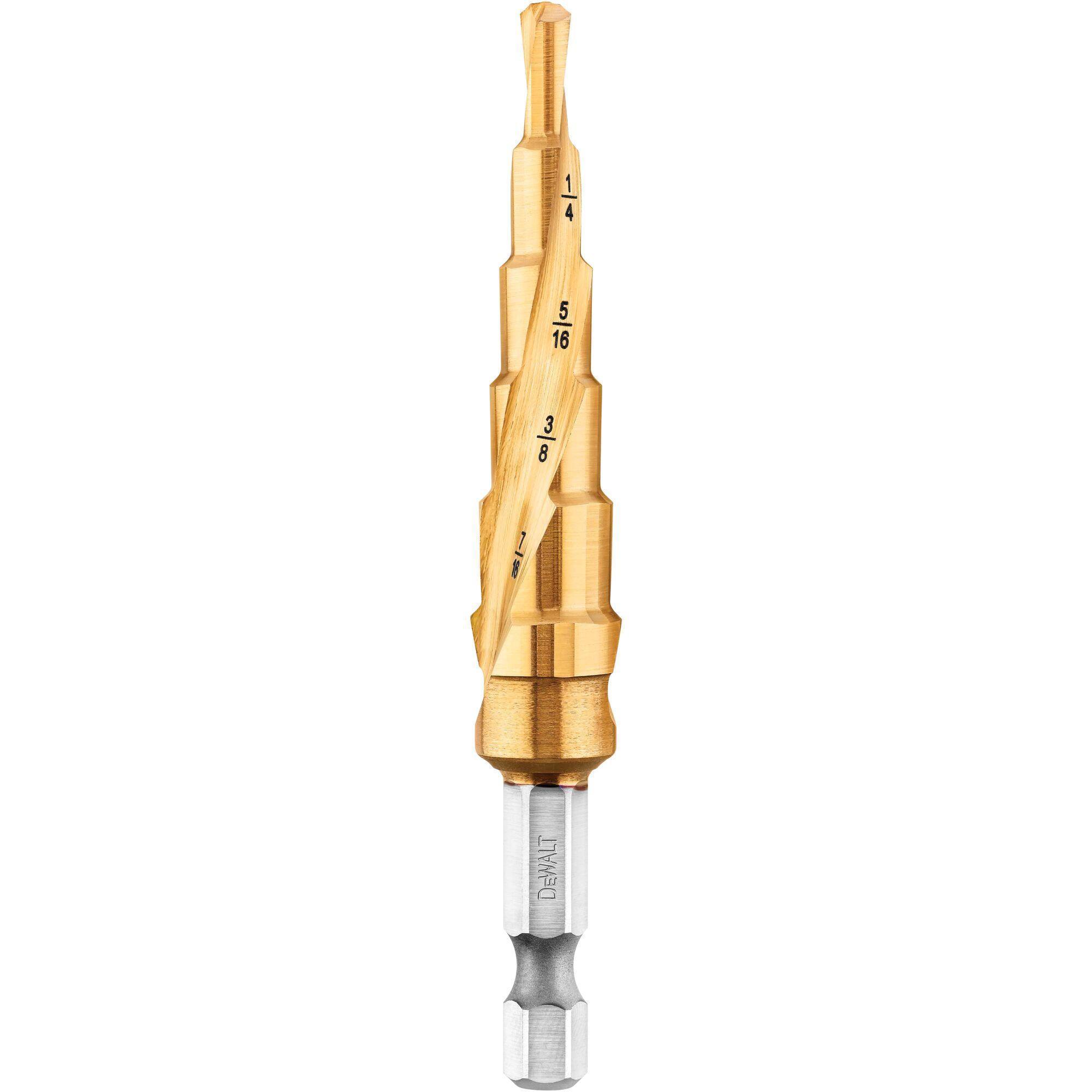 DeWALT® IMPACT READY® DWA1784IR Foret étagé haute performance Impact Impact Trou Minin 3/16 po Dia Trou de 1/2 po Dia Max 6 Étapes Titane Taille de 6 trous Queue 1/4 po
