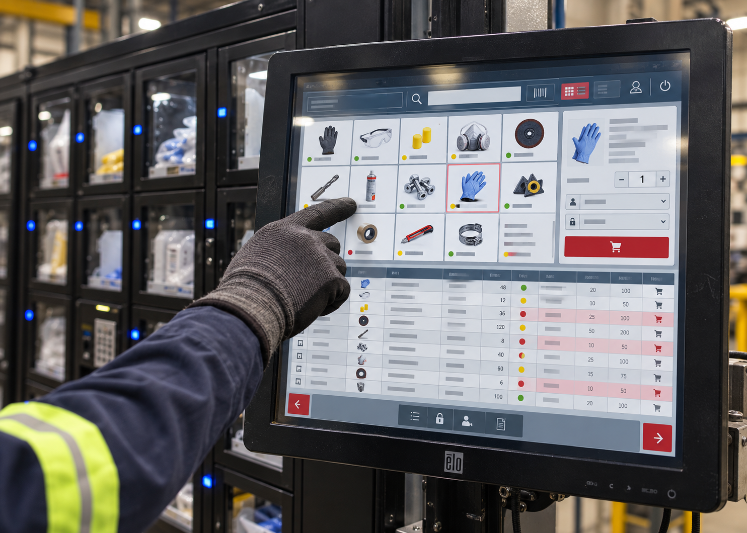 Écran tactile de la distributrice industrielle