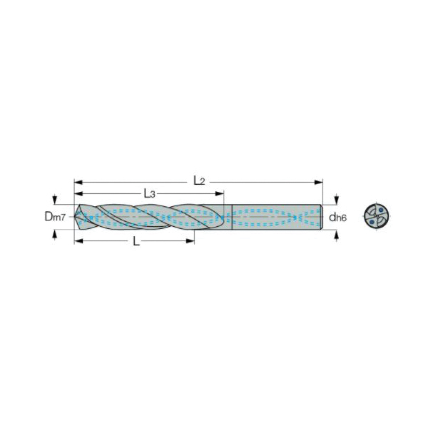 Iscar 5530791 SCD-ACP3 Foret machine à vis à longueur tronquée avec liquide de refroidissement interne 1/2 po - fraction 0 5 po perceuse - décimal pouce carbure monobloc revêtement TiAlN