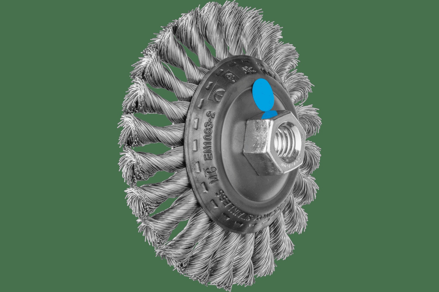 PFERD TOOLS Knot Fils Bevel Brosse 4-1/2" Diam. .014 Acier inoxydable 5/8-11" Filetage