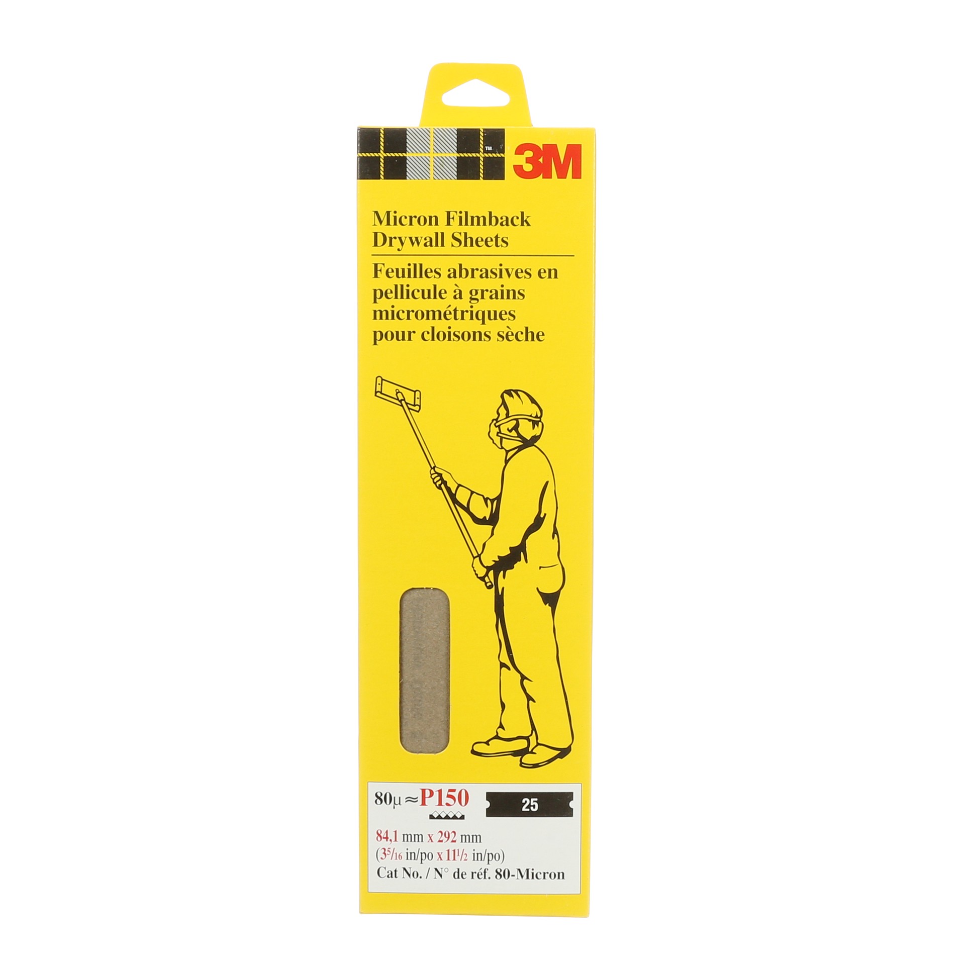 3M Micron Filmback Drywall Sheets, 80 Micron, P150, 3 5/16 in x 11 1/2 in, 25 Sheets/Pack