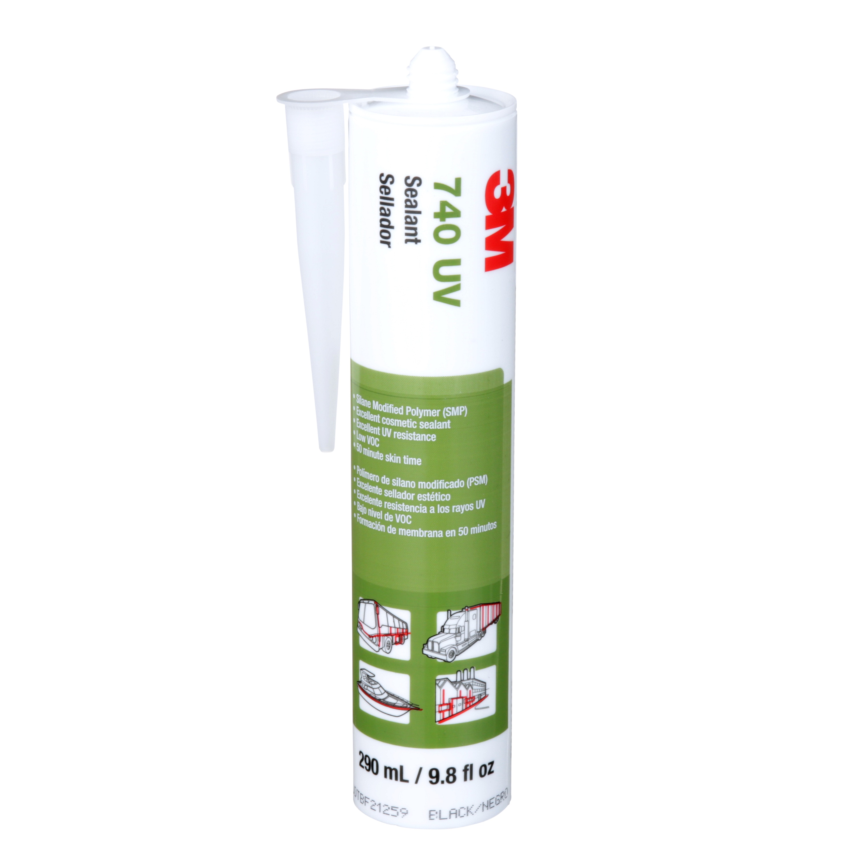 Adhésif mastic 3M(MC), 740 UV, noir, 290 ml (9,8 oz)