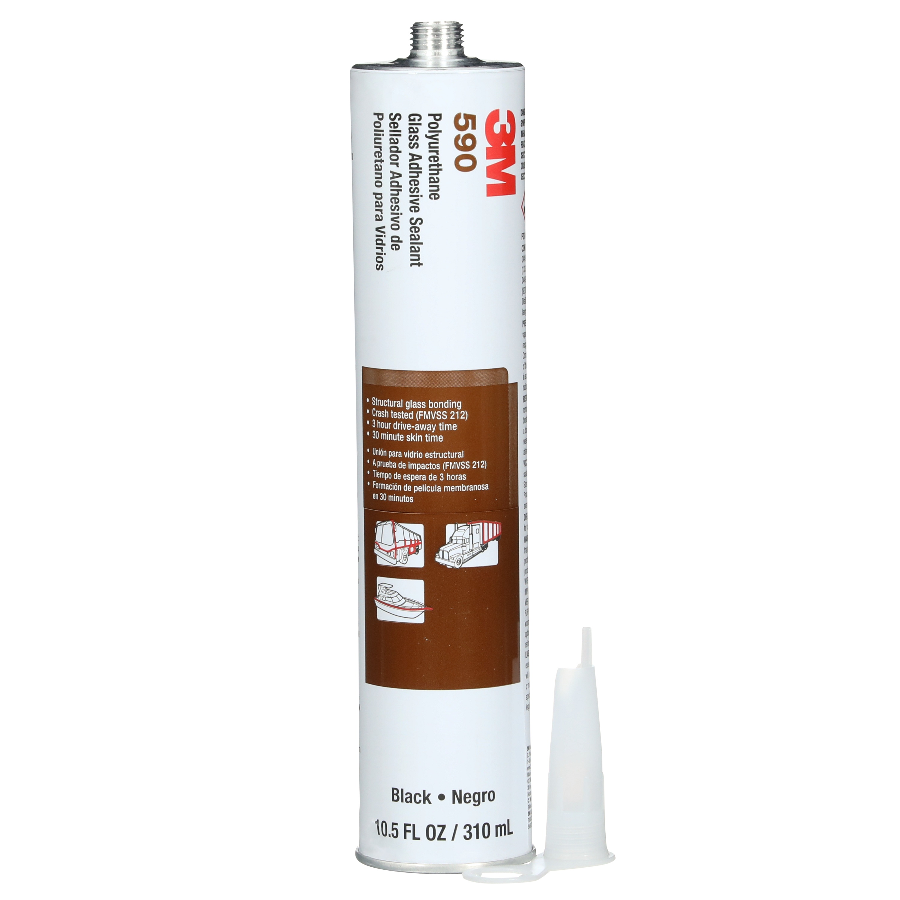 Adhésif mastic en polyuréthane pour verre 589 3M(MC), noir, 310 mL cartouche