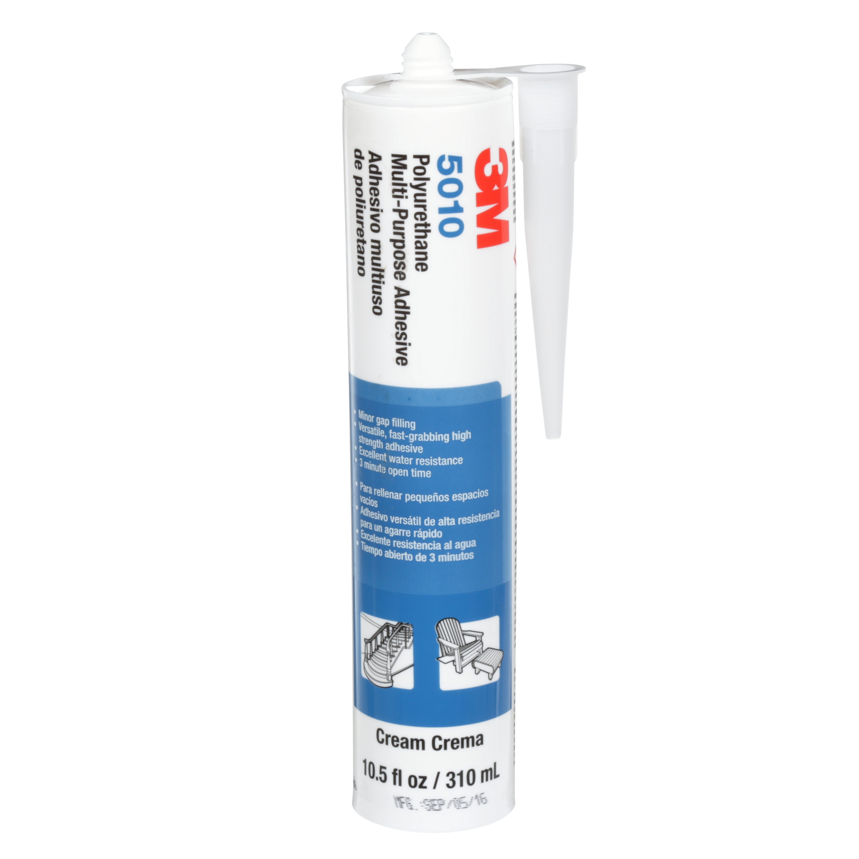 Adhésif de polyuréthane à usages multiples 3M(MC), 5010, crème, 310 ml, 12/caisse