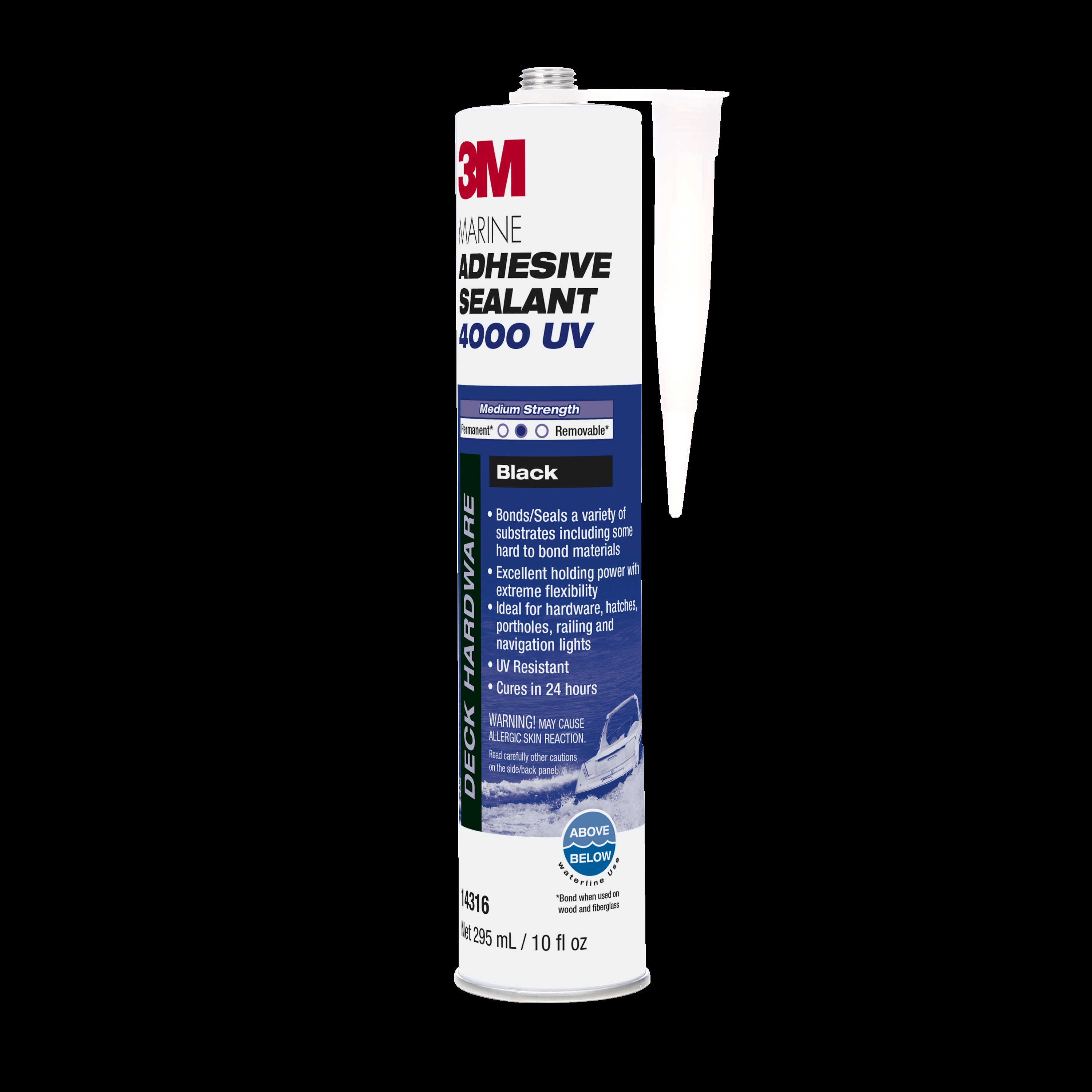 Adhésif mastic pour bateaux 3M(MC) 4000 UV, noir, cartouche de 295 ml, 12/caisse