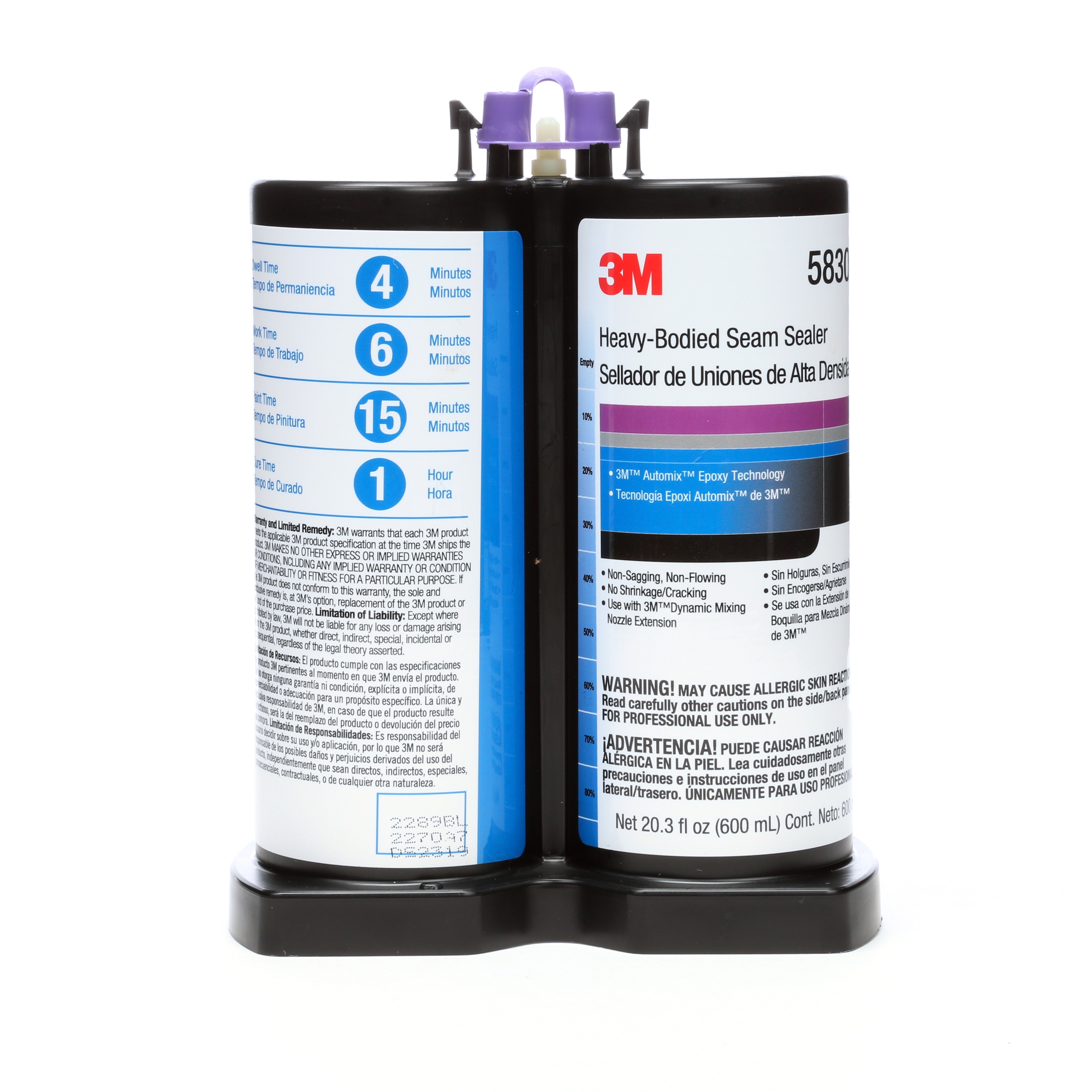 Matériau d'étanchéité pour joints de carrosserie à texture épaisse 3M(MC), 58308, cartouche DMS de 600 ml, 6/caisse