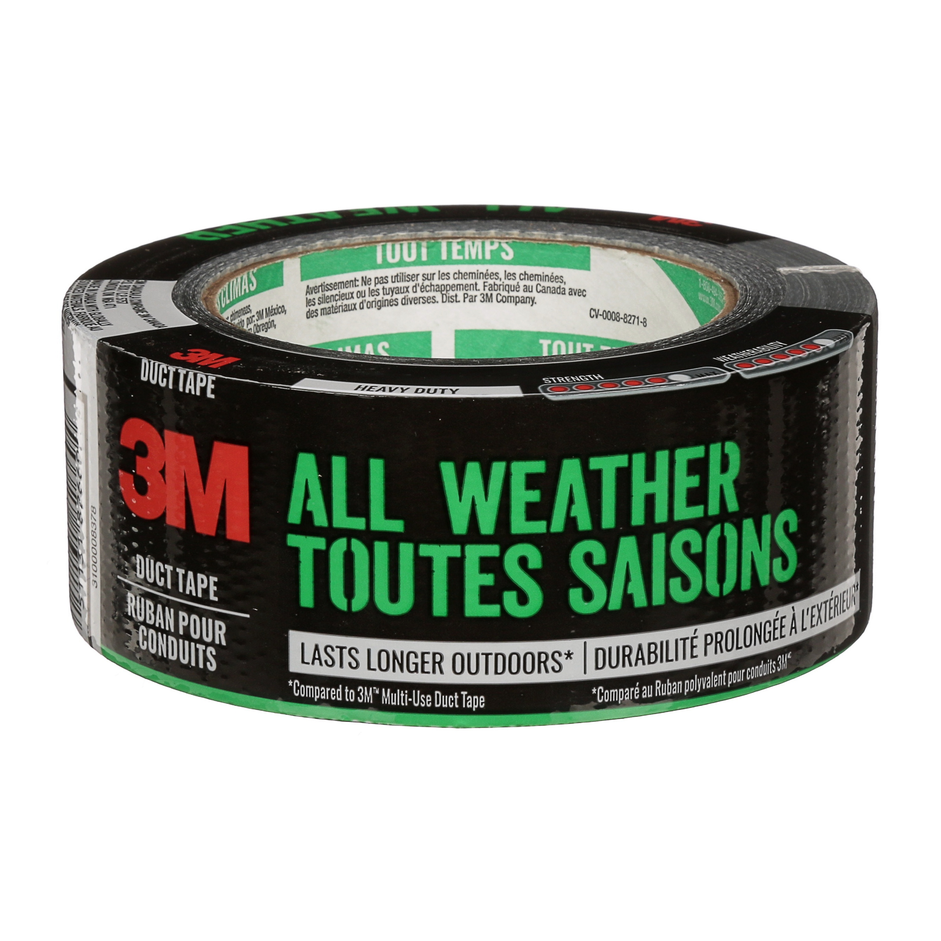 3M All Weather Duct Tape 2525, 1.88 in x 25 yd (48 mm x 22.8 m), 12 Rolls/Caisse